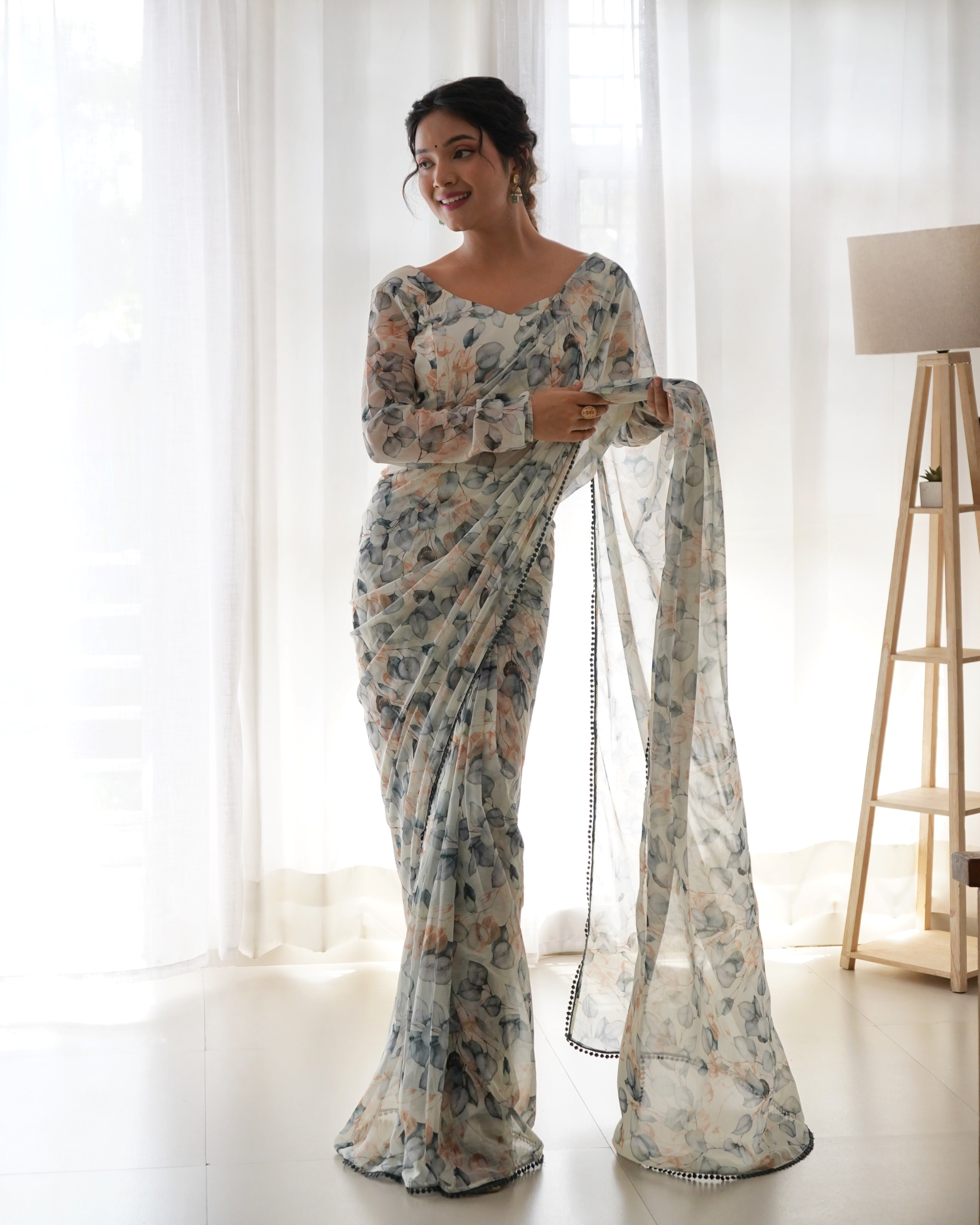 Ready To Wear Chiffon Party Wear Printed Latest Saree