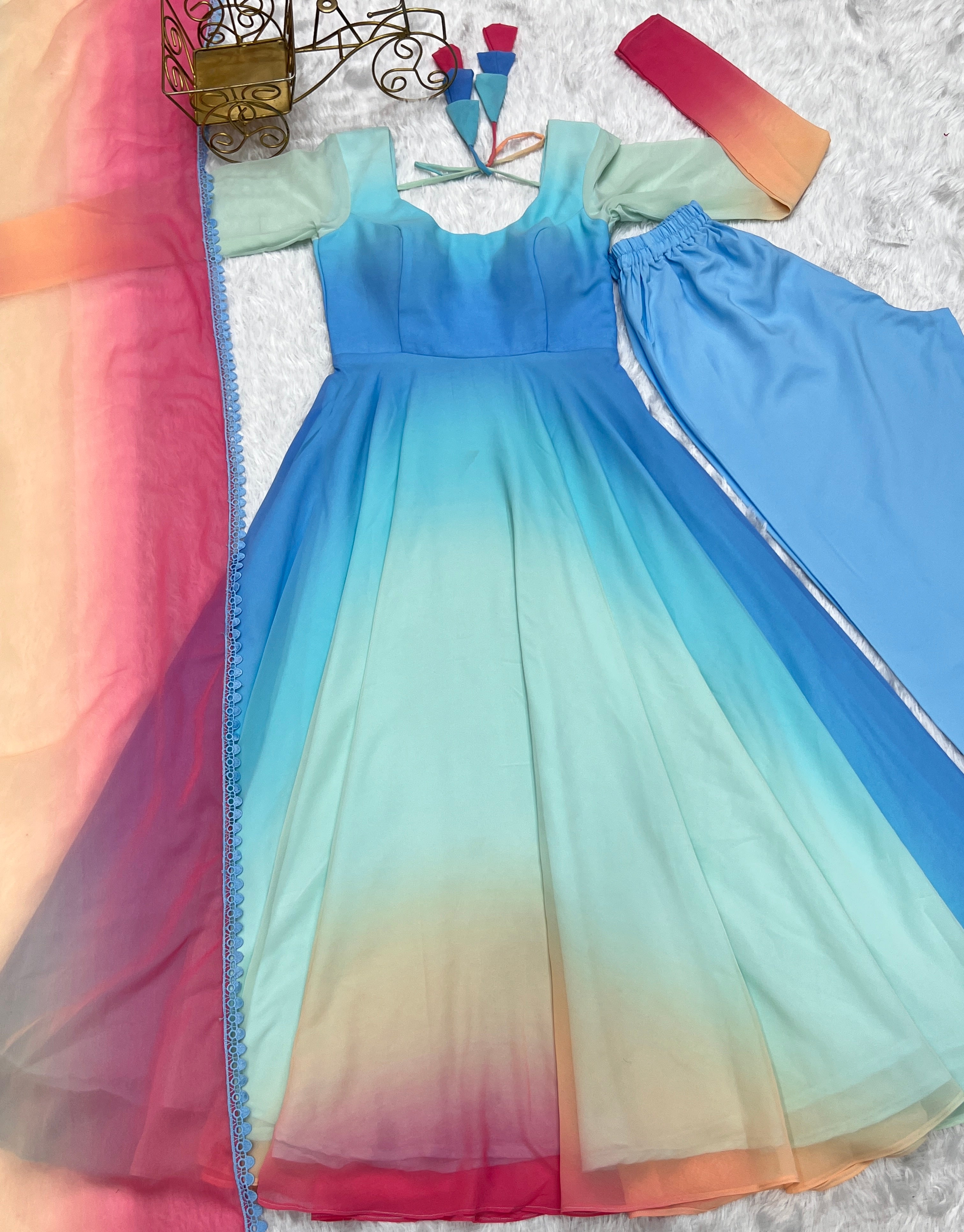 Most Trendy Georgette Anarkali Ready To Wear MultiColor Suit