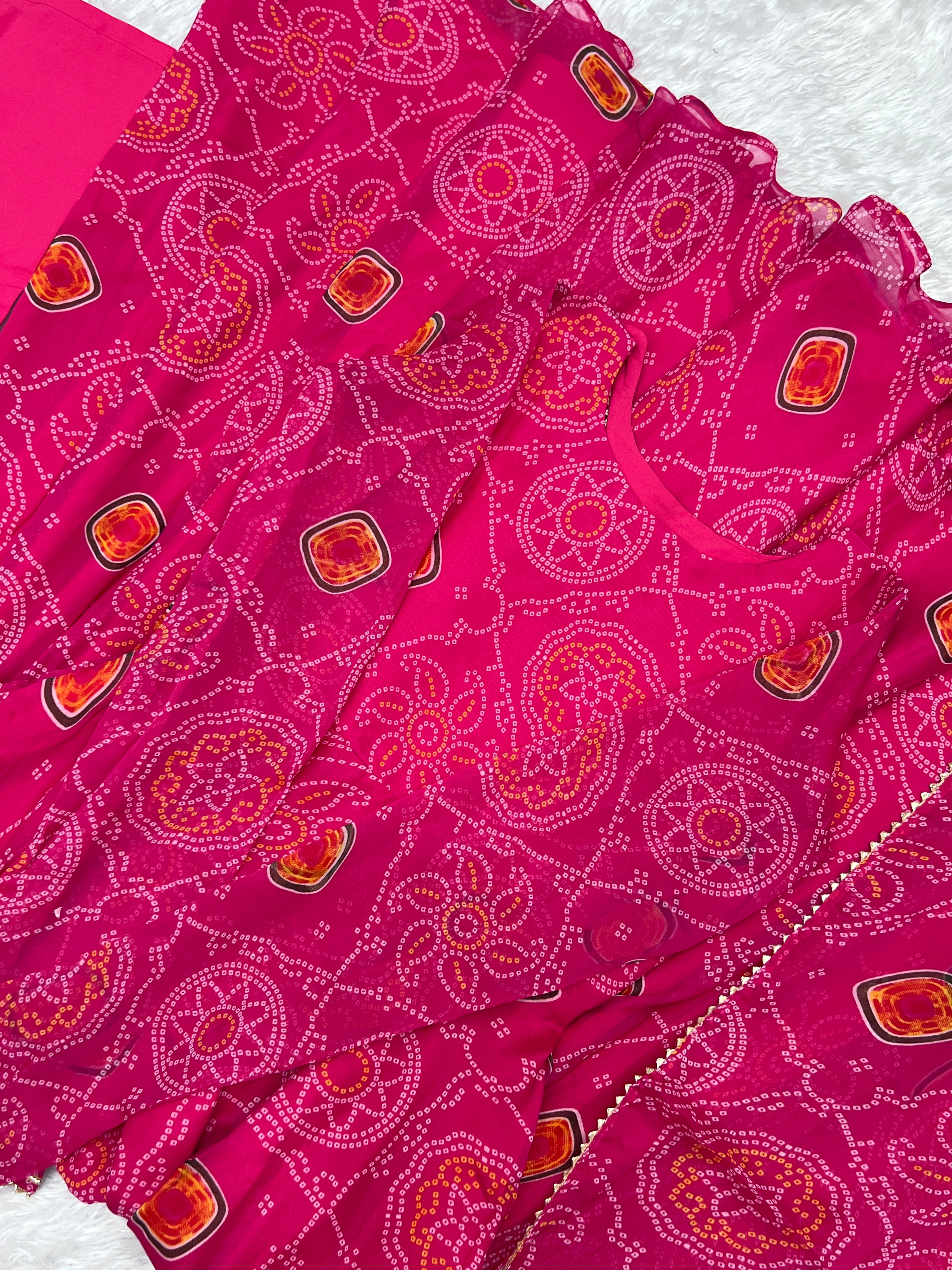 Exclusive Pink Color Lightweight Chiffon Printed Gown Set