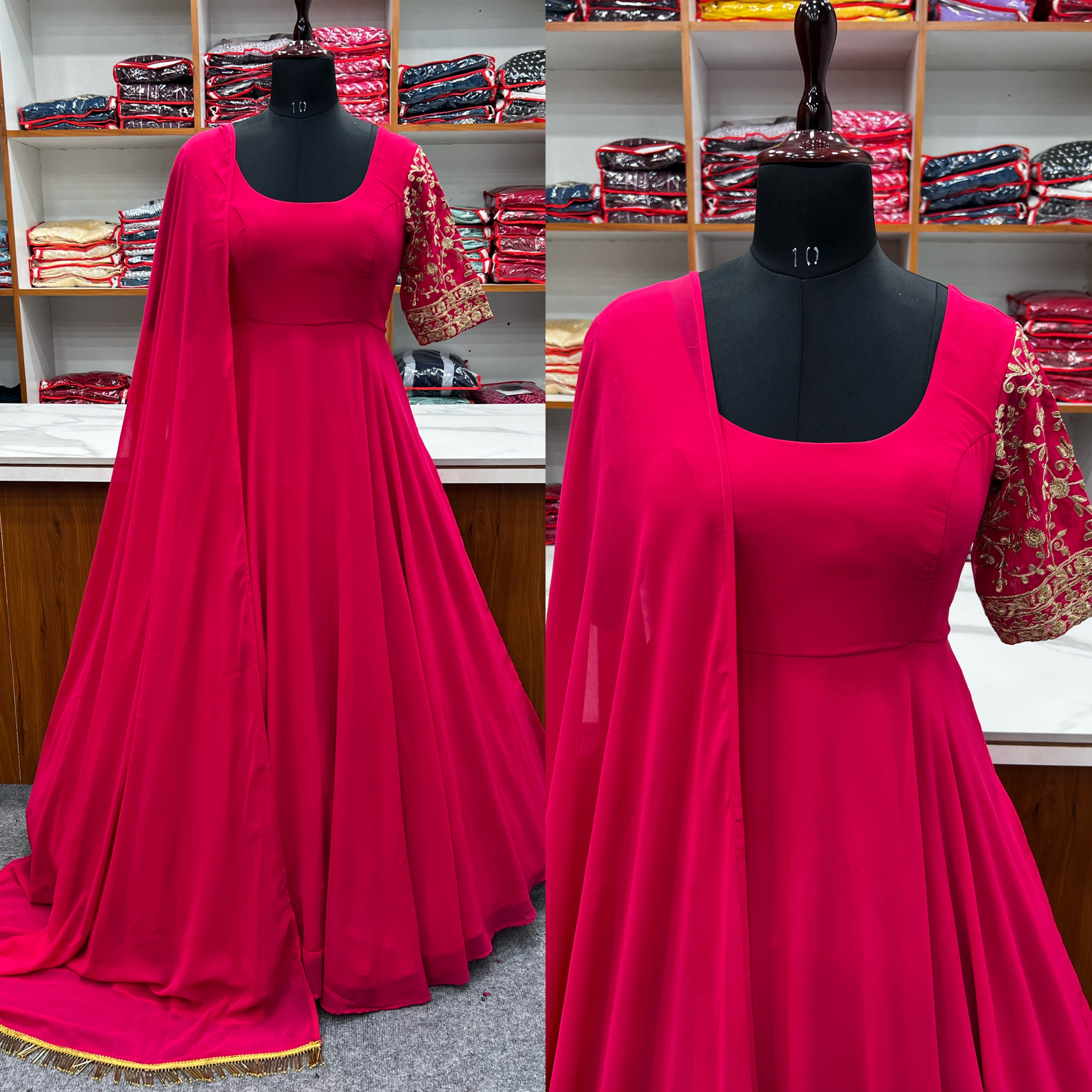 Pure Georgette Fancy Pink Color Classy Anarkali Suit