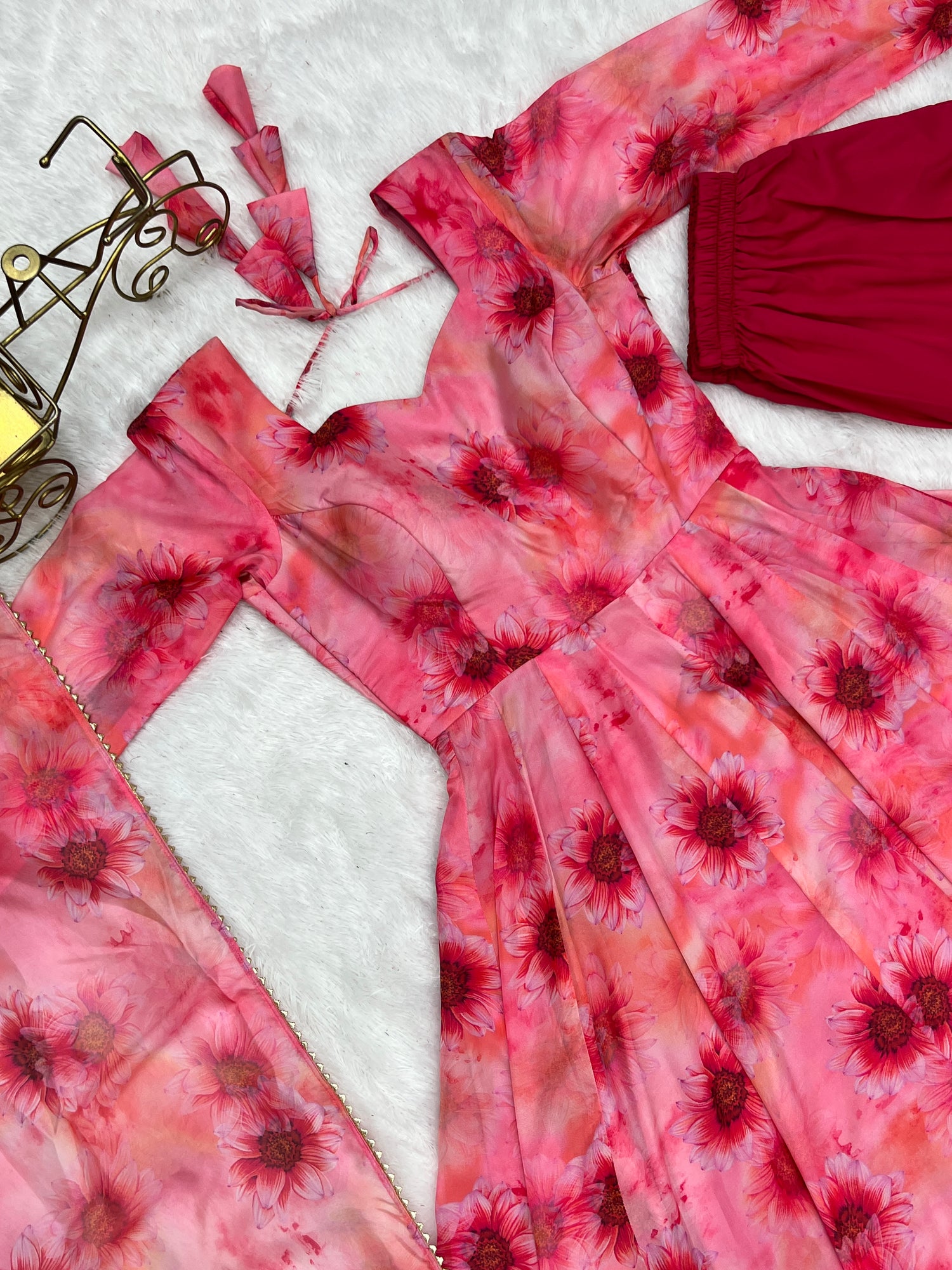 Gorgeous Pink Color Readymade Silk Latest Anarkali Suit