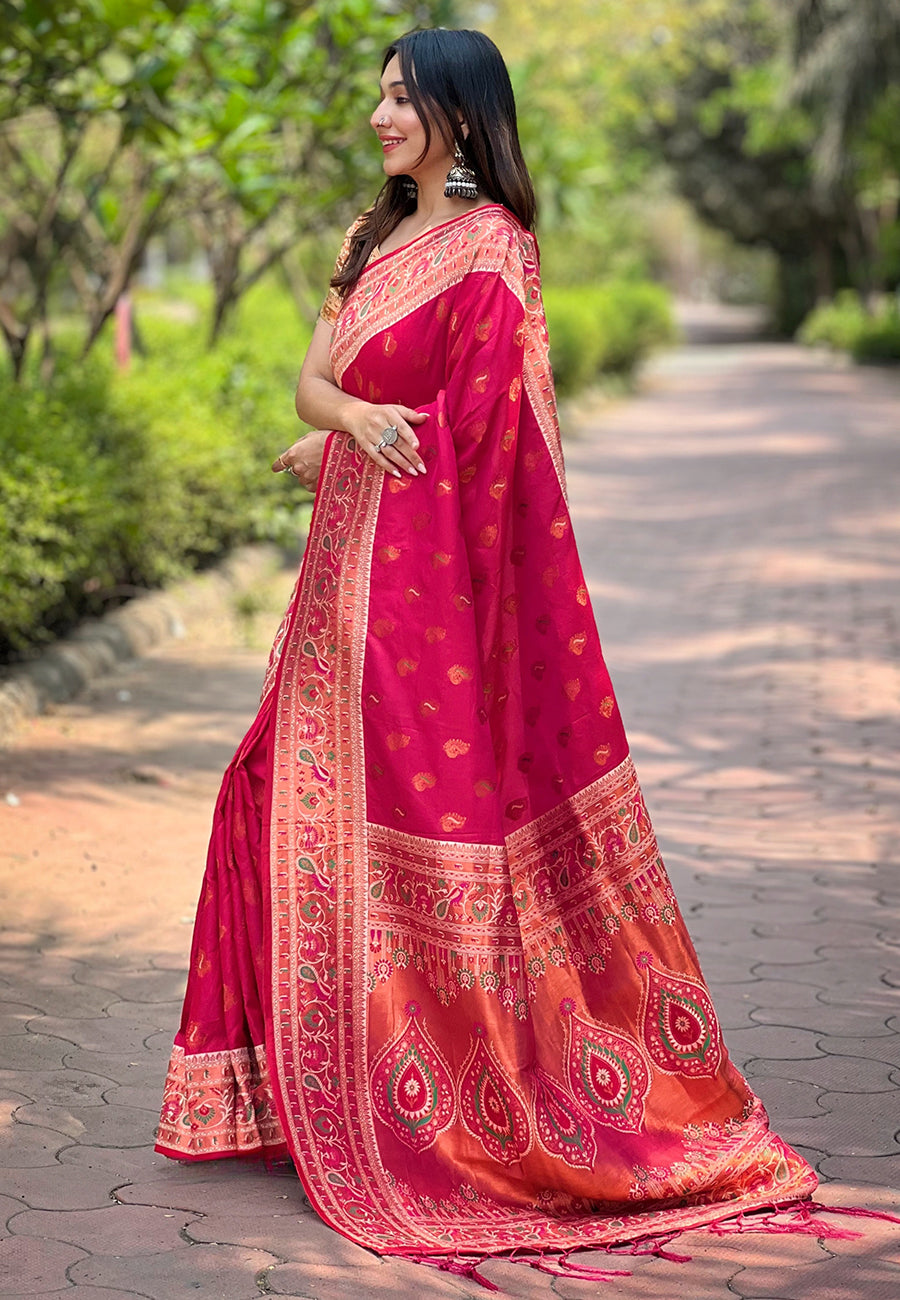 Red Paithani Silk Designer Saree
