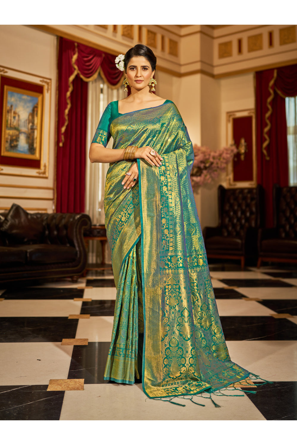 Exclusive Green Color Pure Kanjivaram Silk Saree