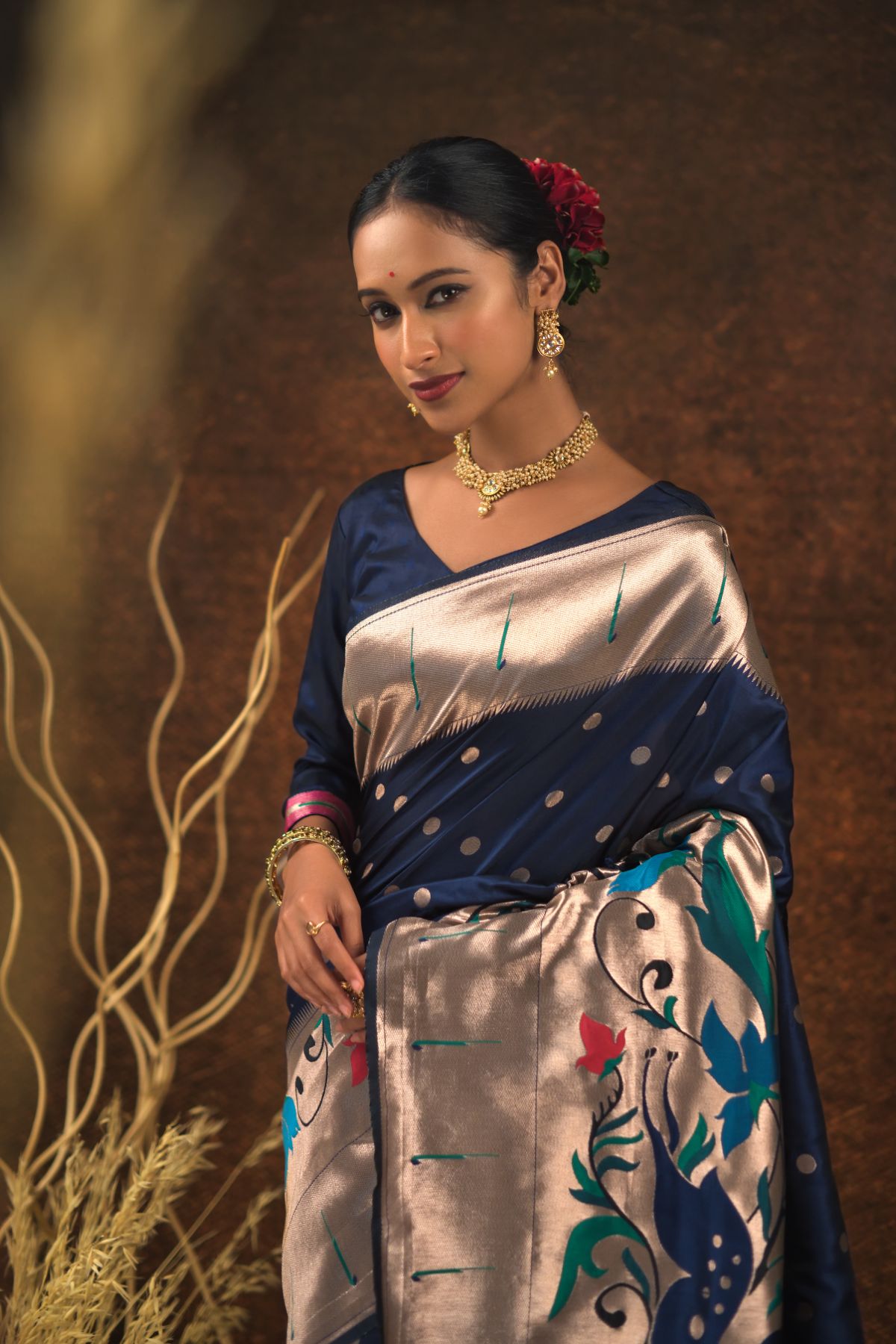 Fountain Blue Paithani Zari Work Latest Saree