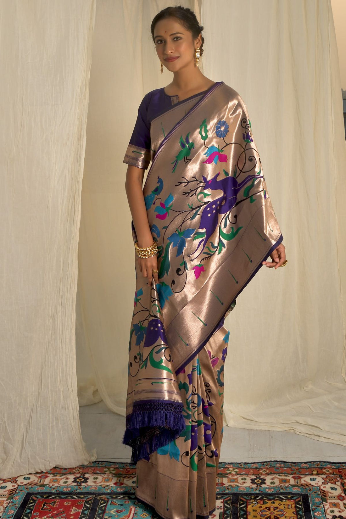 New Design Royal Blue Paithani Silk Saree
