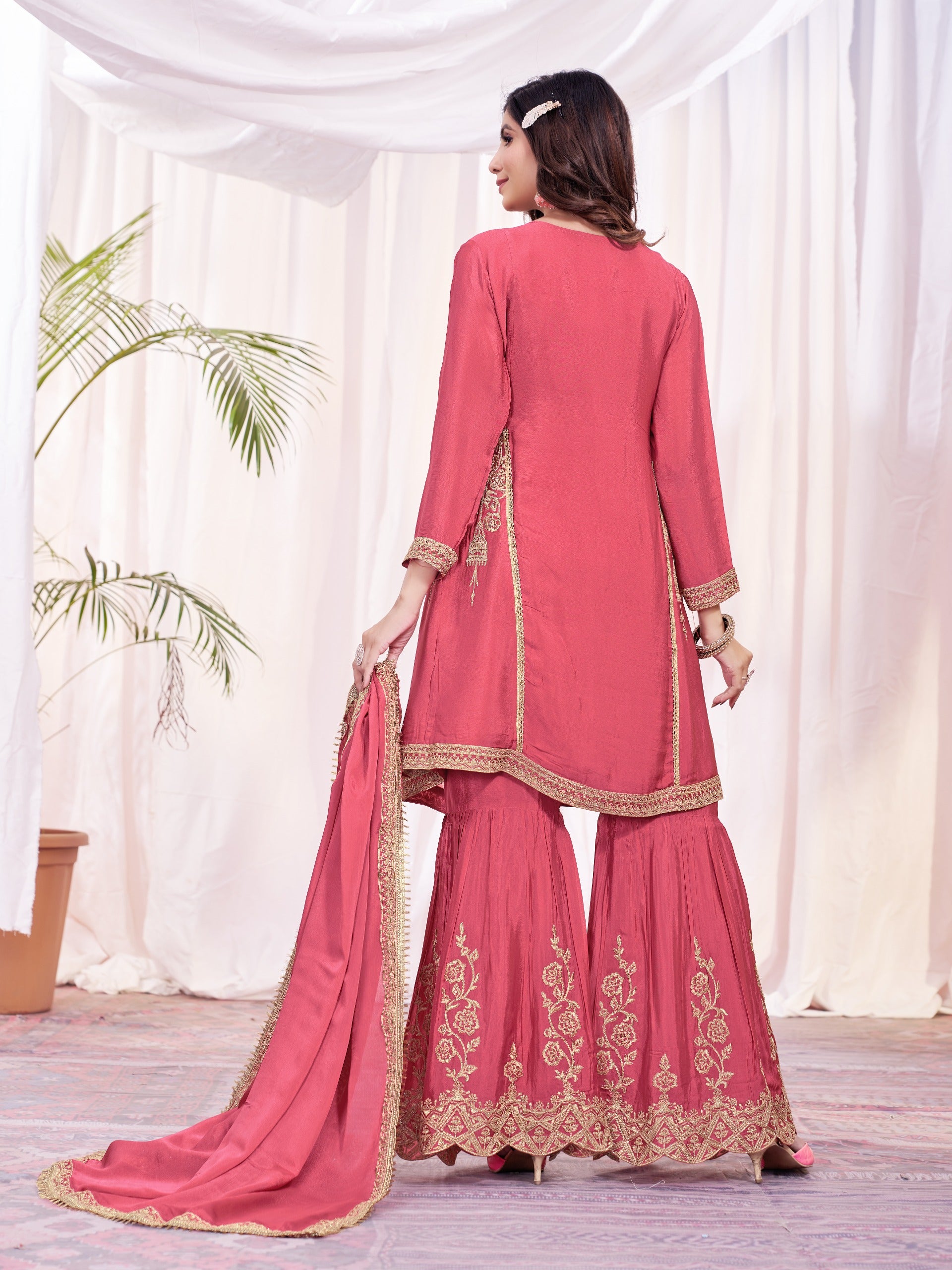 Stunning Pink Readymade Salwar Suit