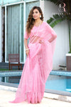 Trendy Organza Pink Color Designer Saree