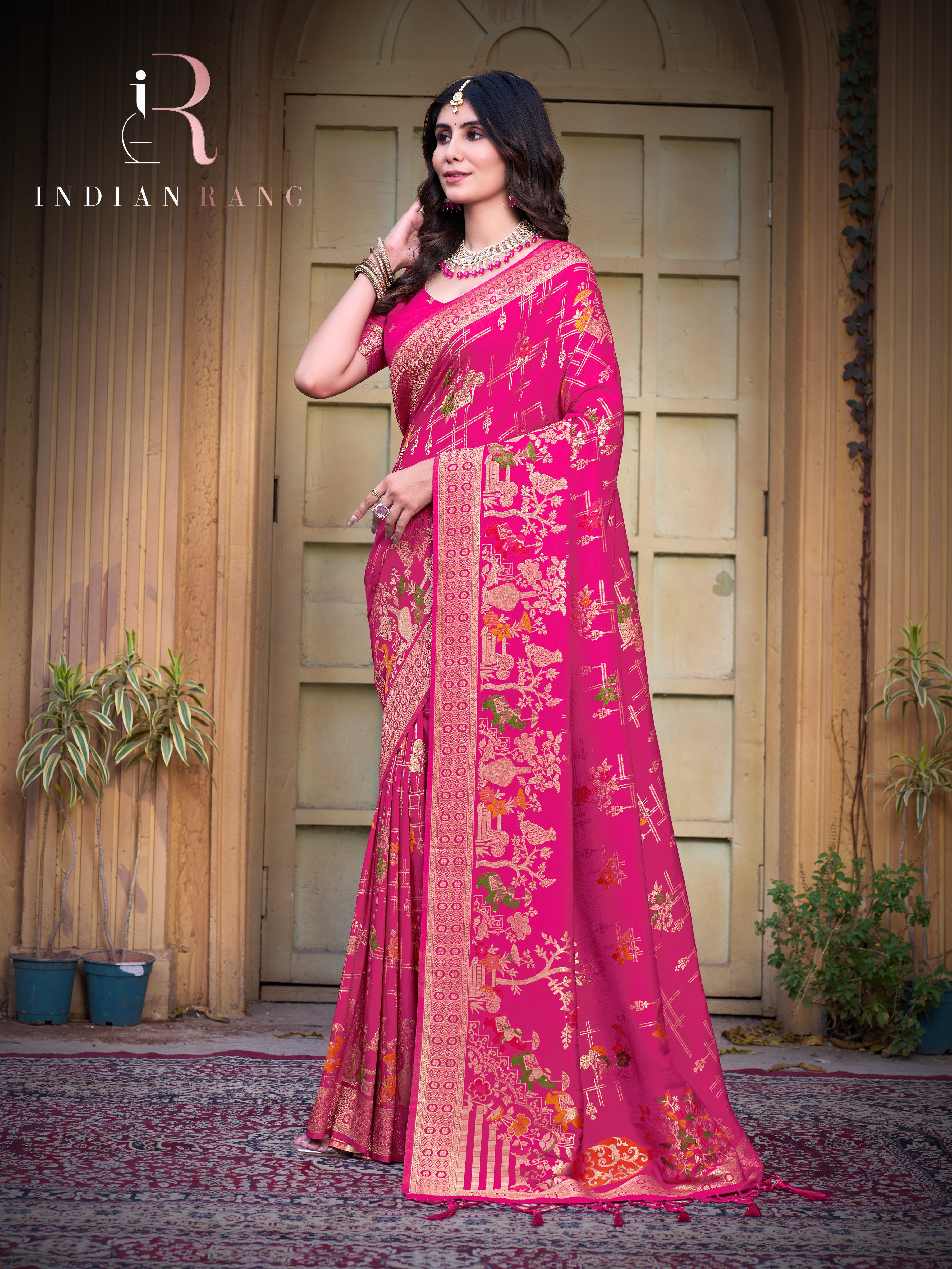 Pink Color Beautiful Pure Silk Stylish Saree