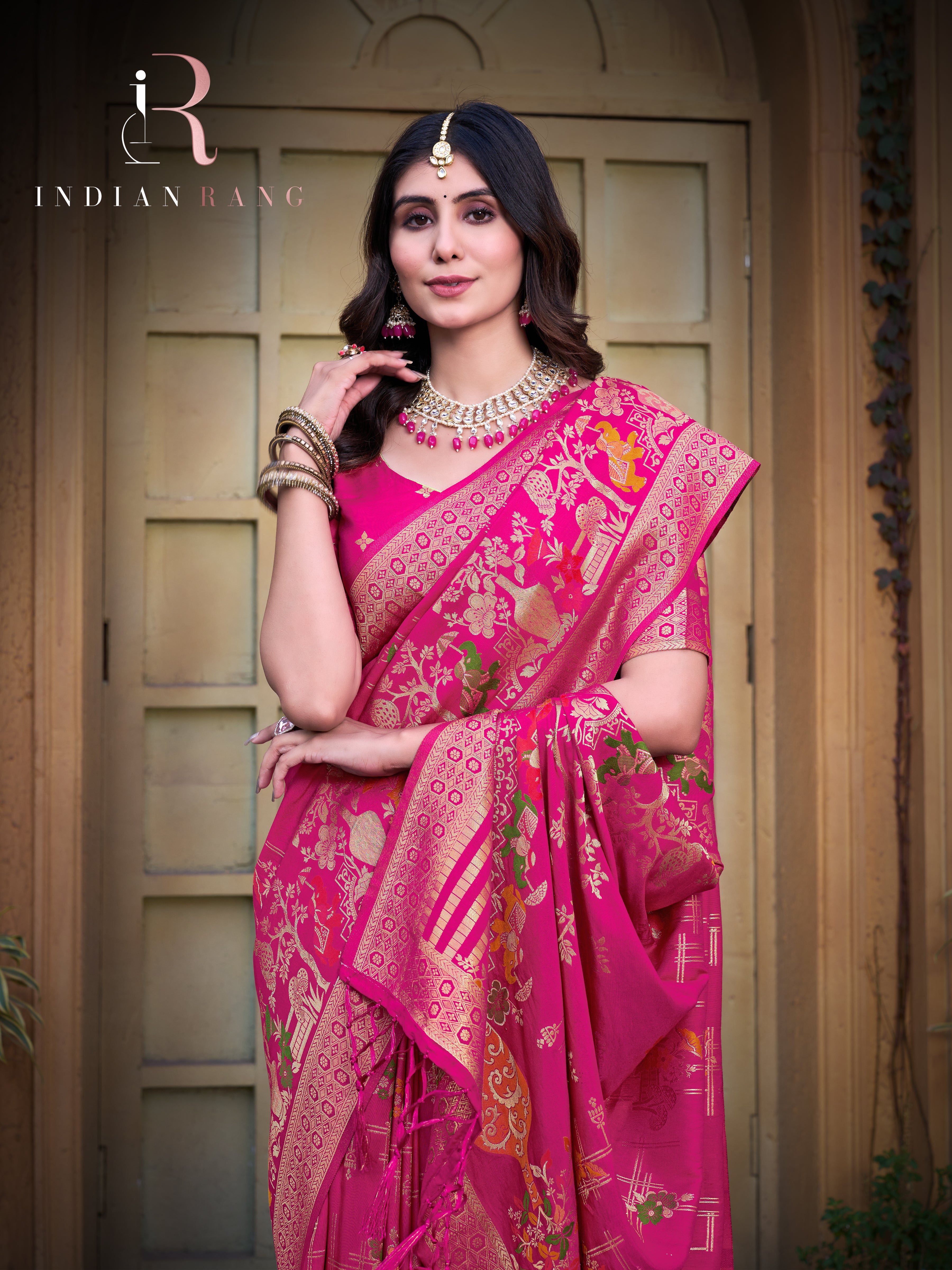 Pink Color Beautiful Pure Silk Stylish Saree