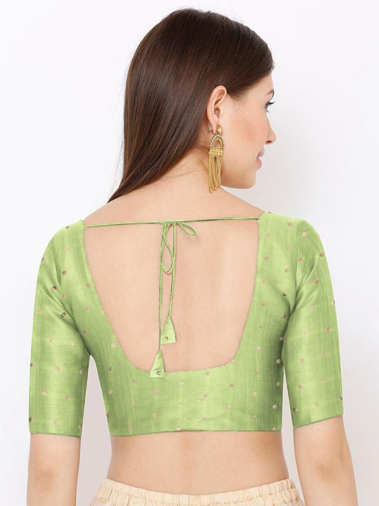 Most Trendy Pista Green Color Silk Readymade Blouse
