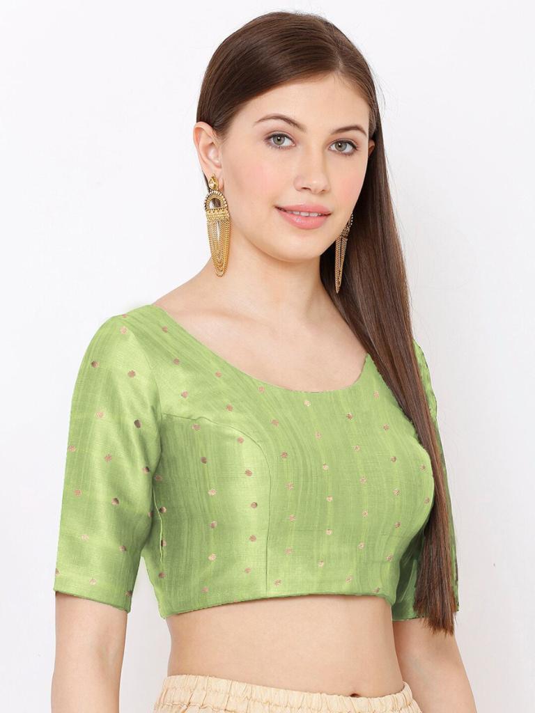 Most Trendy Pista Green Color Silk Readymade Blouse