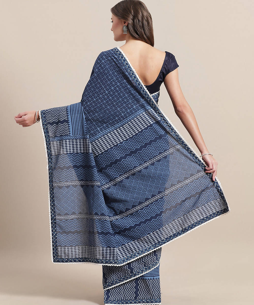New Arrive Navy Blue Color Linen Handloom  Saree