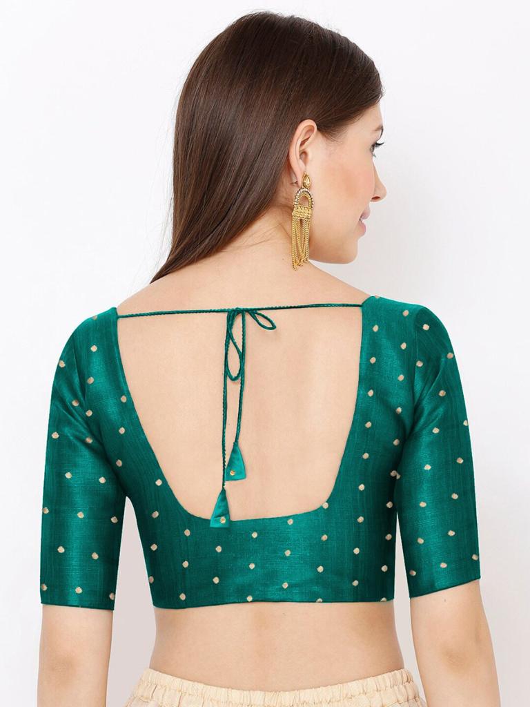 Silk Round Neck Readymade Classy Rama Color Blouse