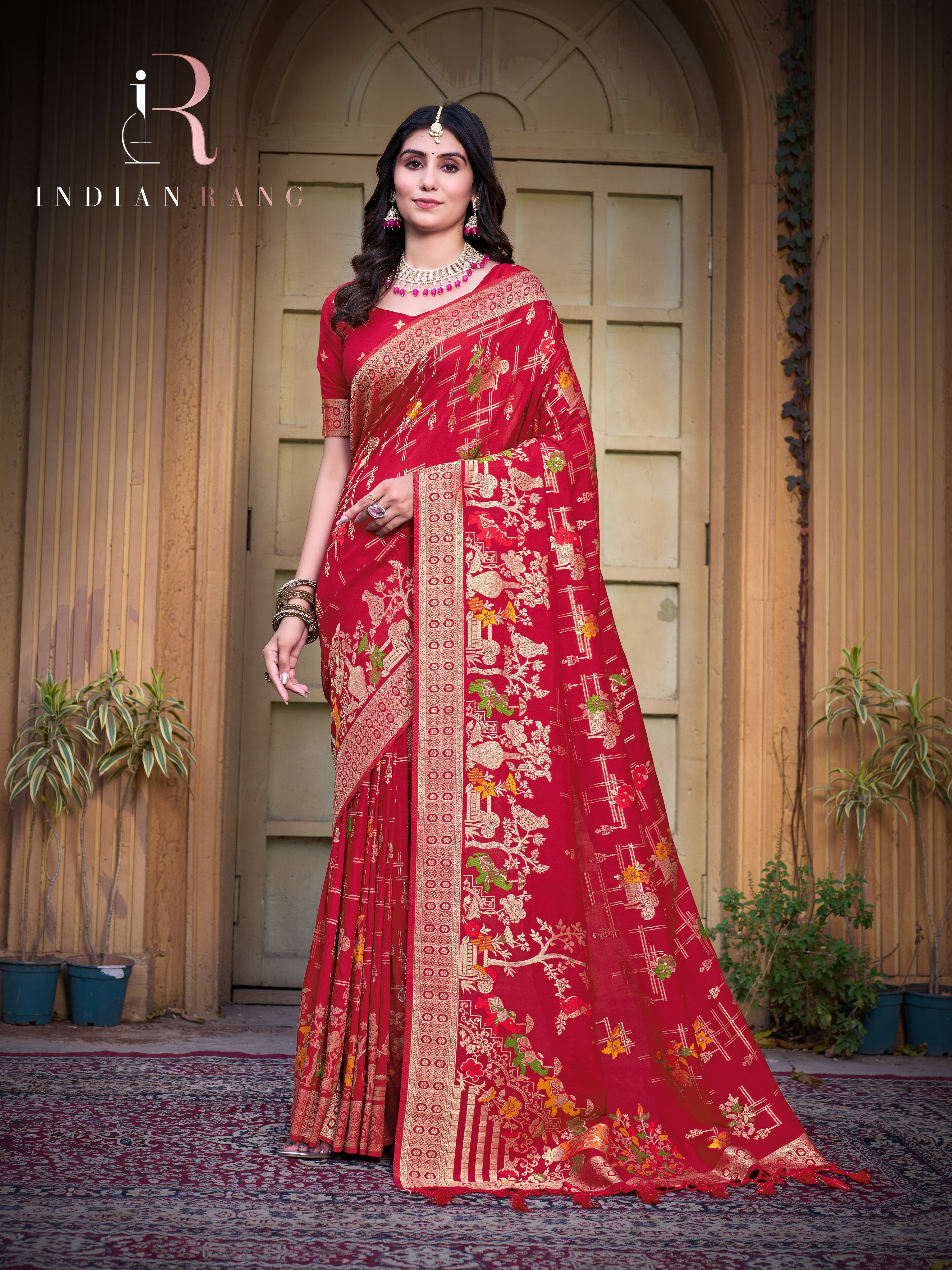 Stunning Red Color Pure Silk Fancy Saree