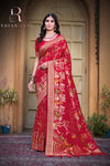 Stunning Red Color Pure Silk Fancy Saree