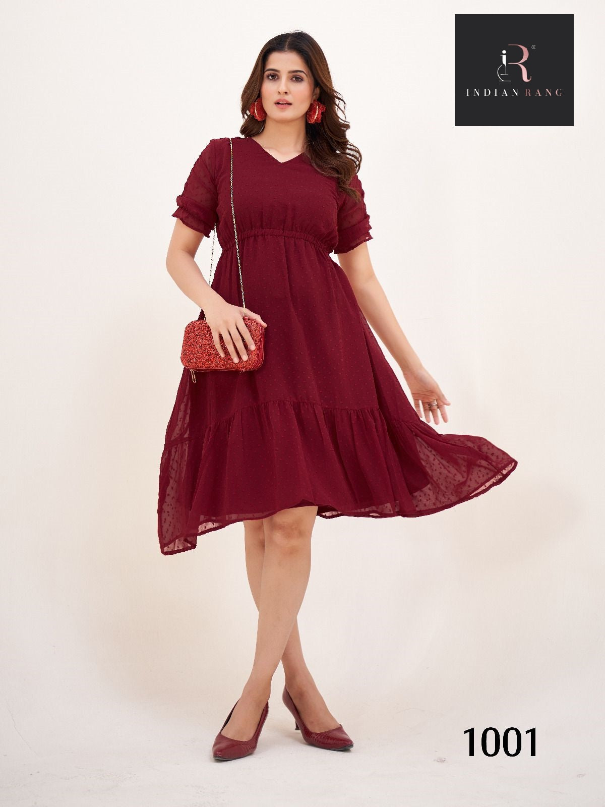 Stylish Red Heavy Georgette Western Wear Dress