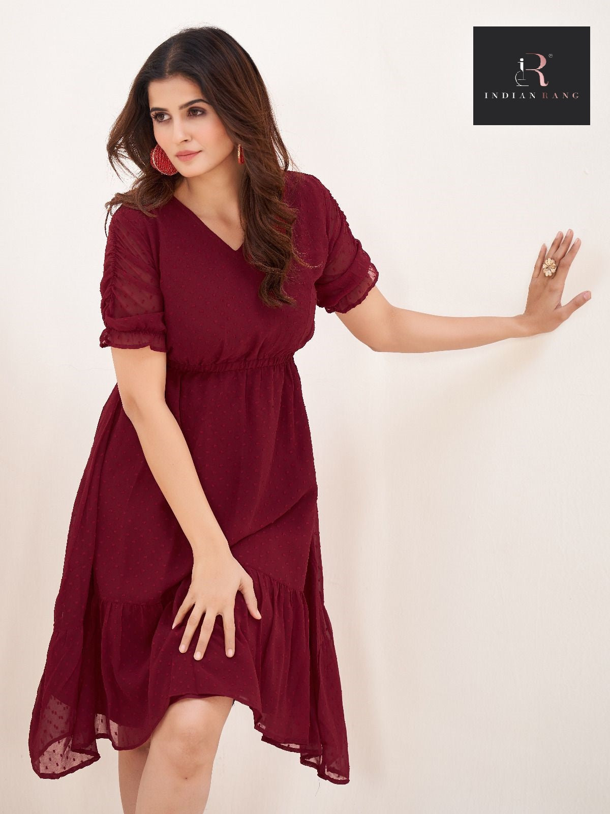 Stylish Red Heavy Georgette Western Wear Dress