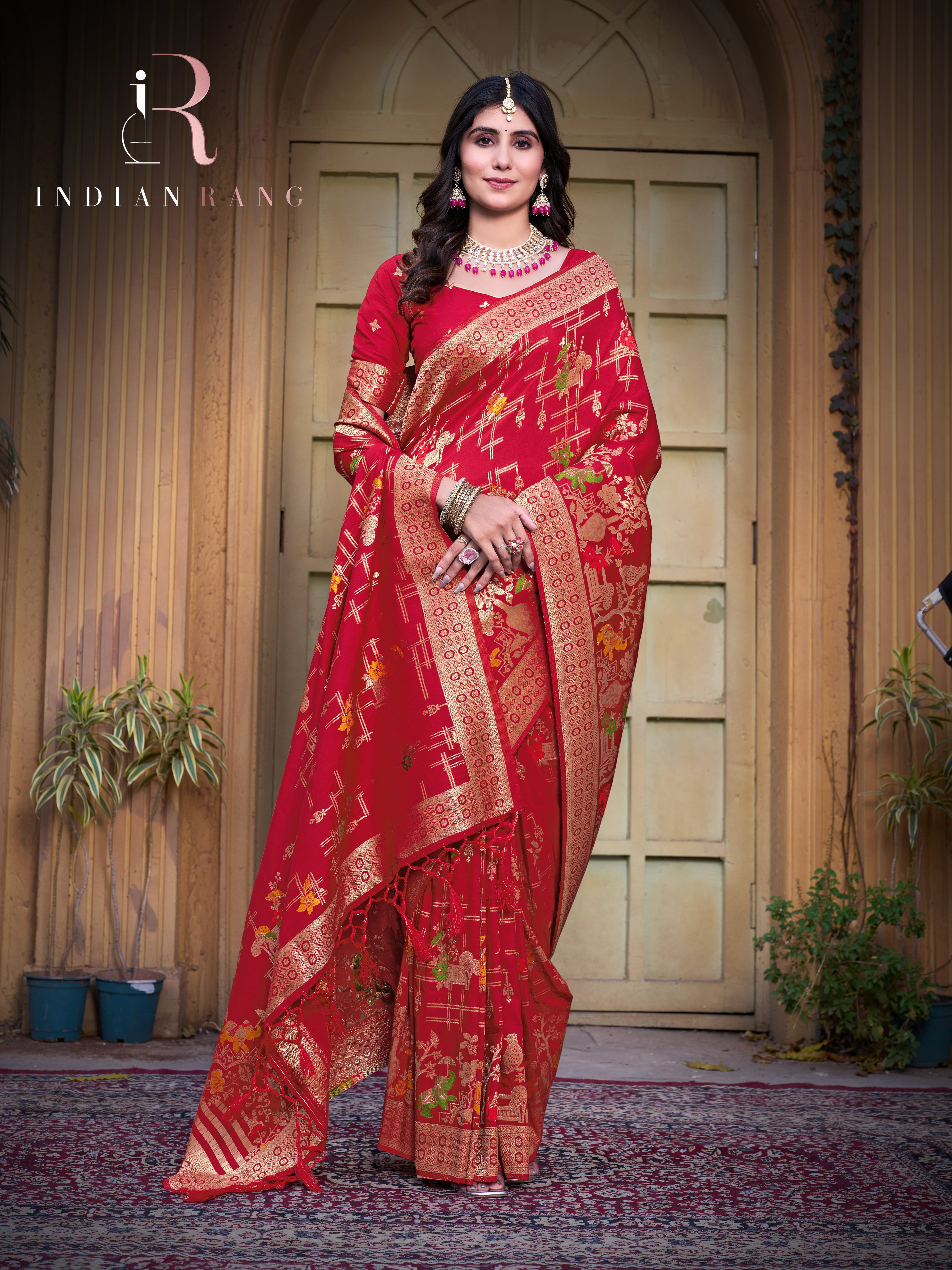 Stunning Red Color Pure Silk Fancy Saree