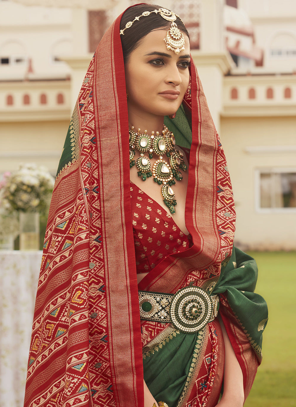 New Collection Green Printed Silk Patola Saree