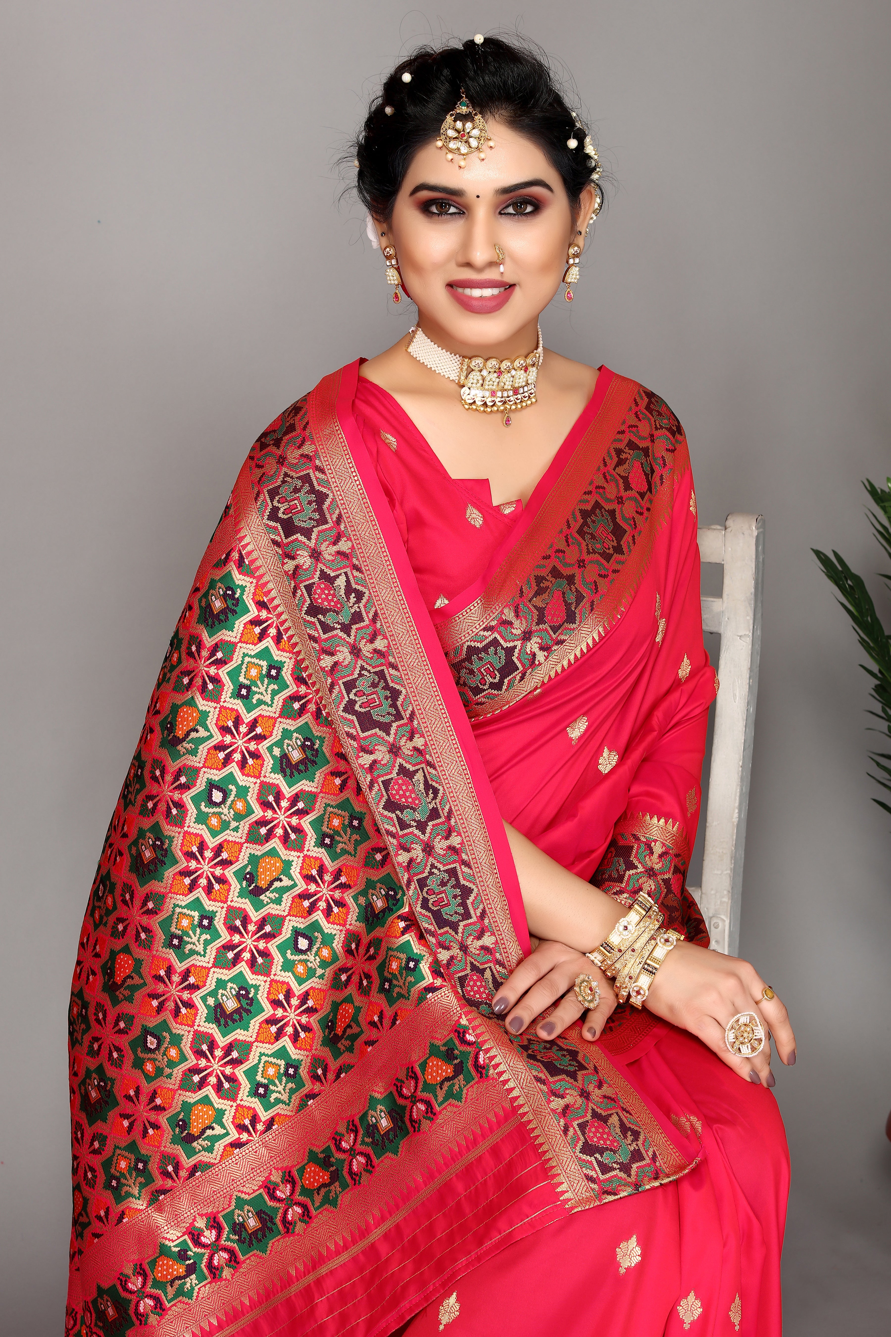 Latest Lunch Paithani Silk Red Saree
