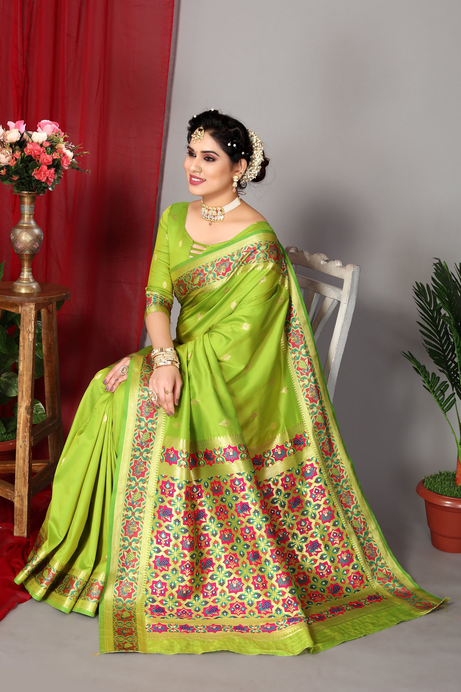 New Green Color Paithani Silk Saree