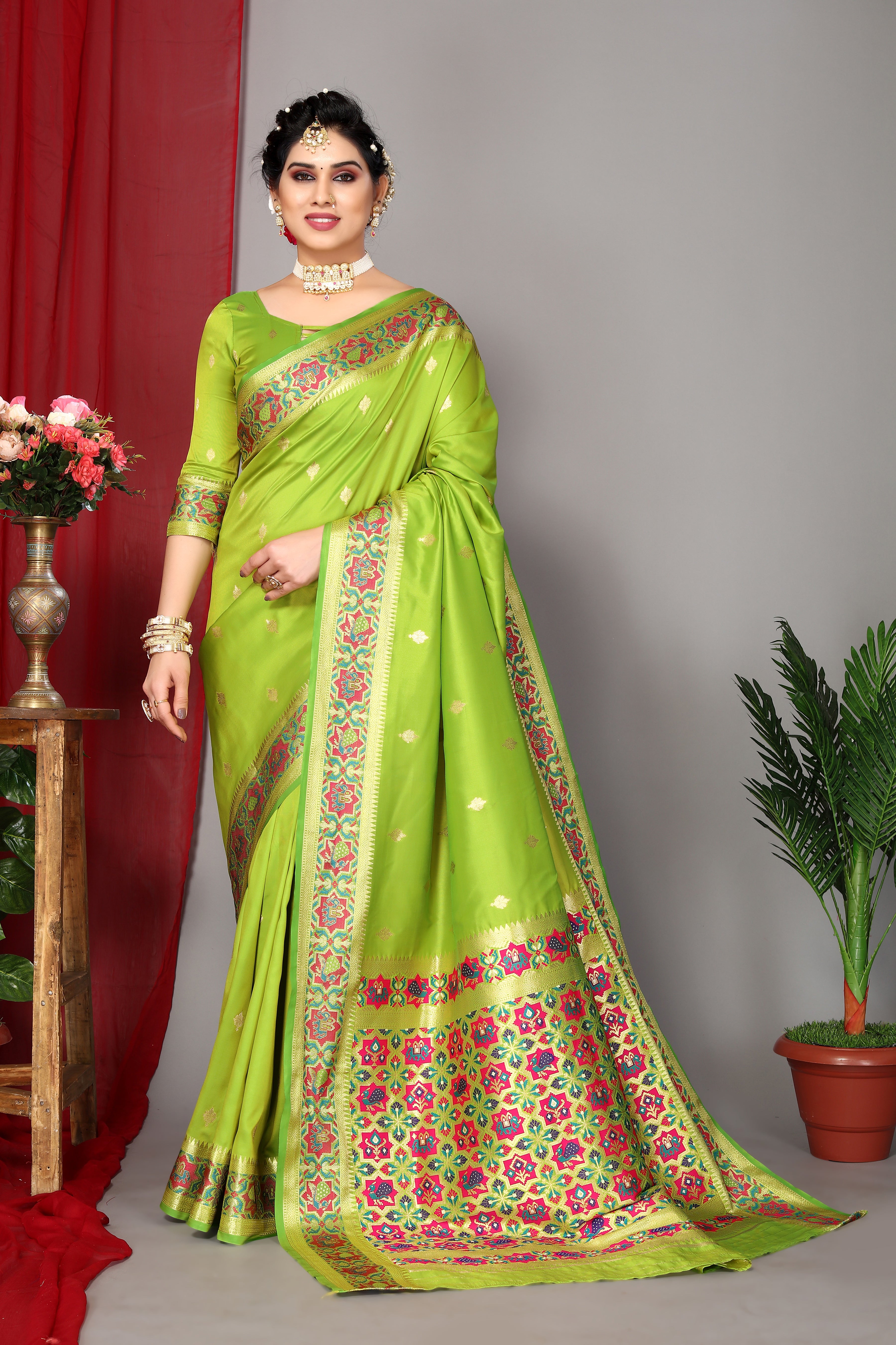 New Green Color Paithani Silk Saree