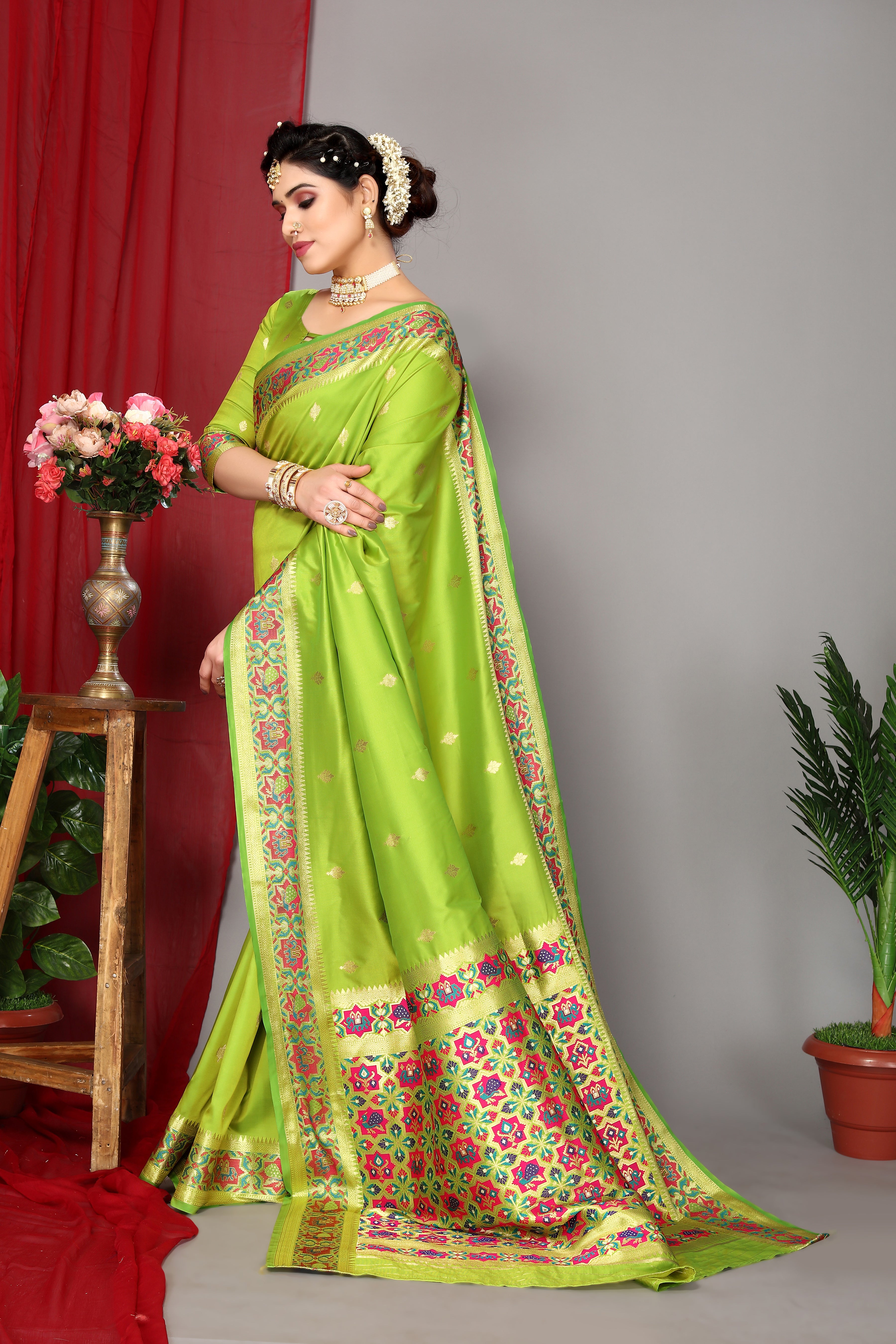 New Green Color Paithani Silk Saree