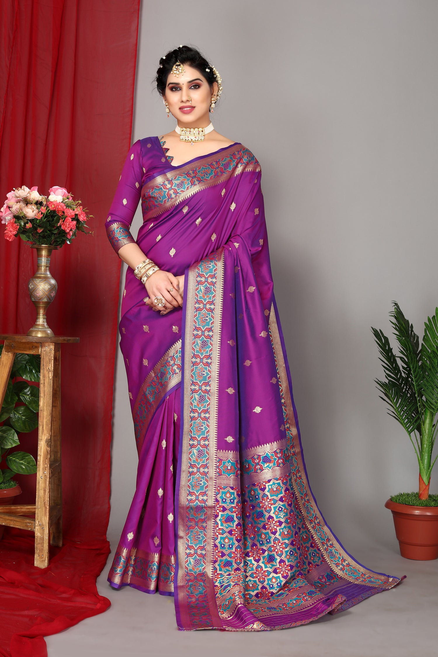 Paithani Silk New Collection Purple Saree