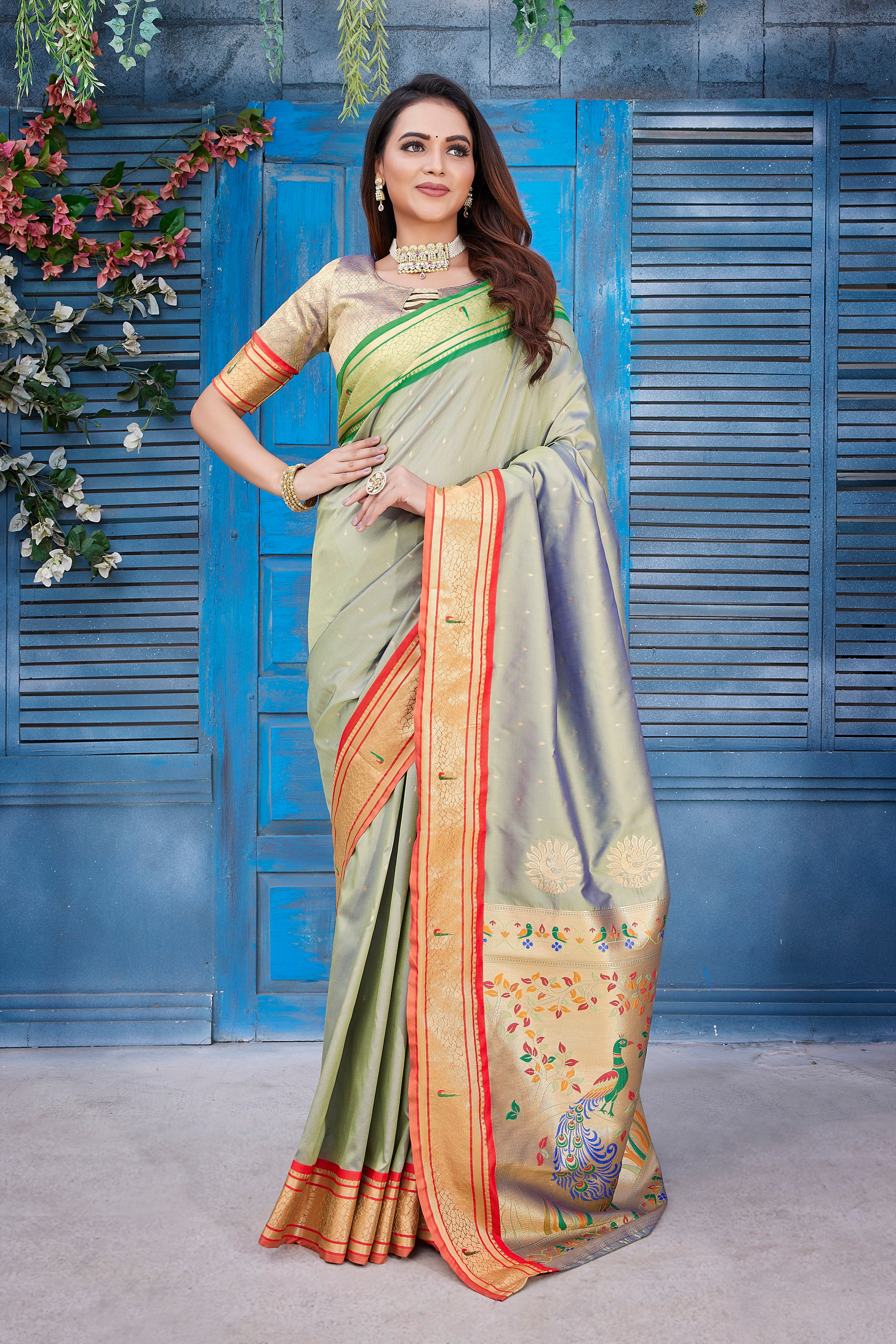 New Design Green Color Paithani Silk Saree