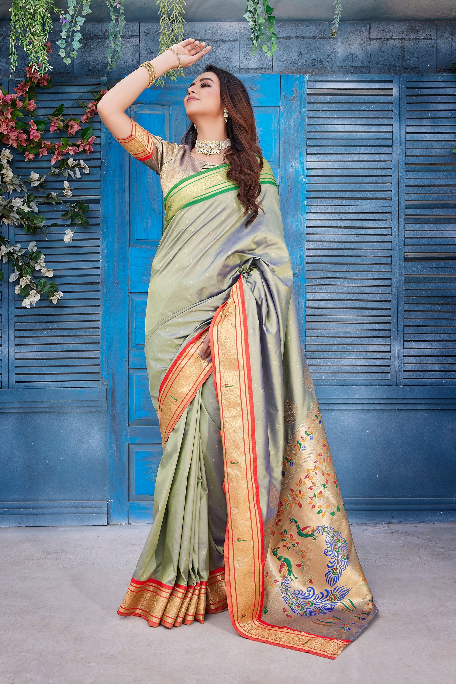 New Design Green Color Paithani Silk Saree
