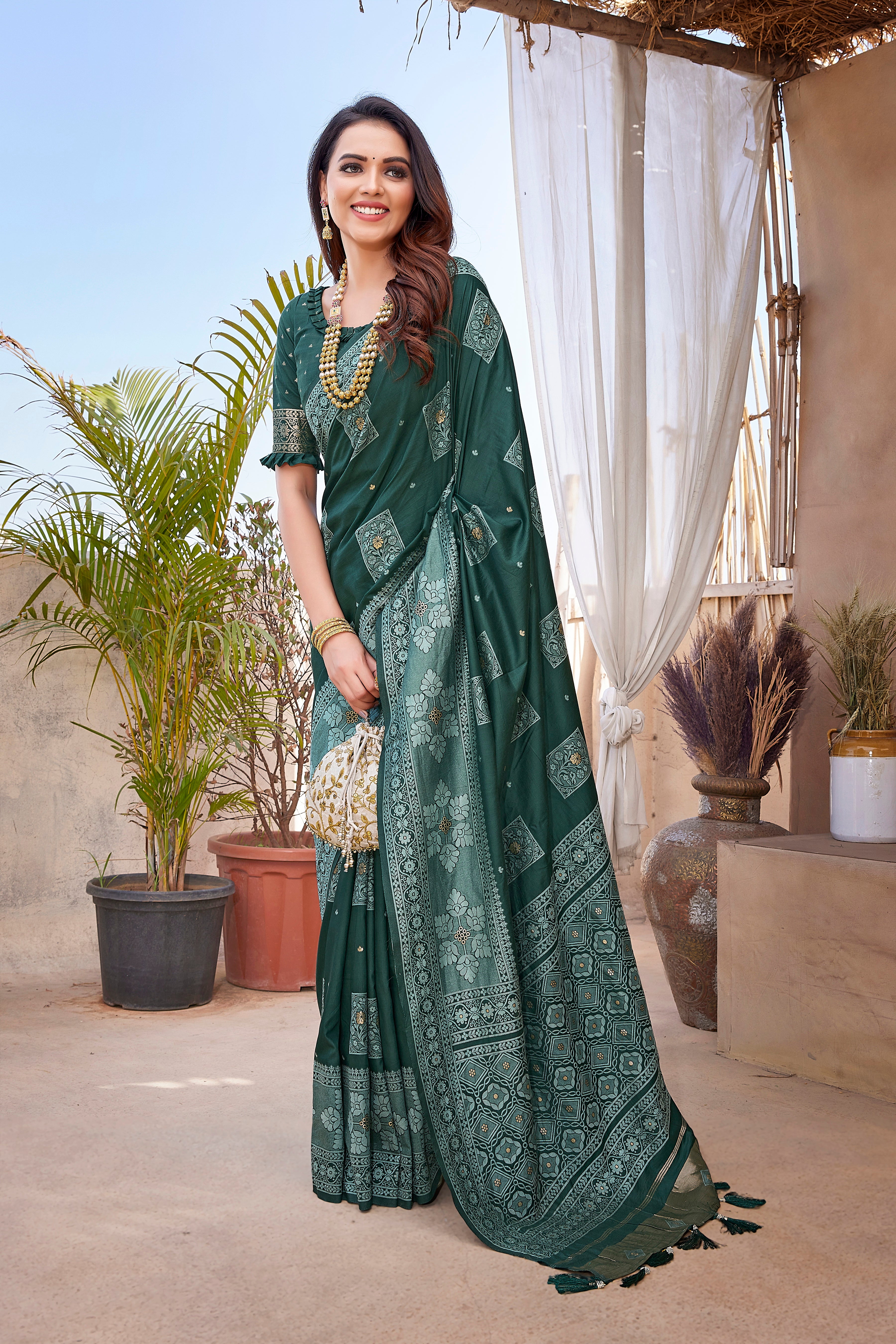 Green Color Latest Design Paithani Silk Saree
