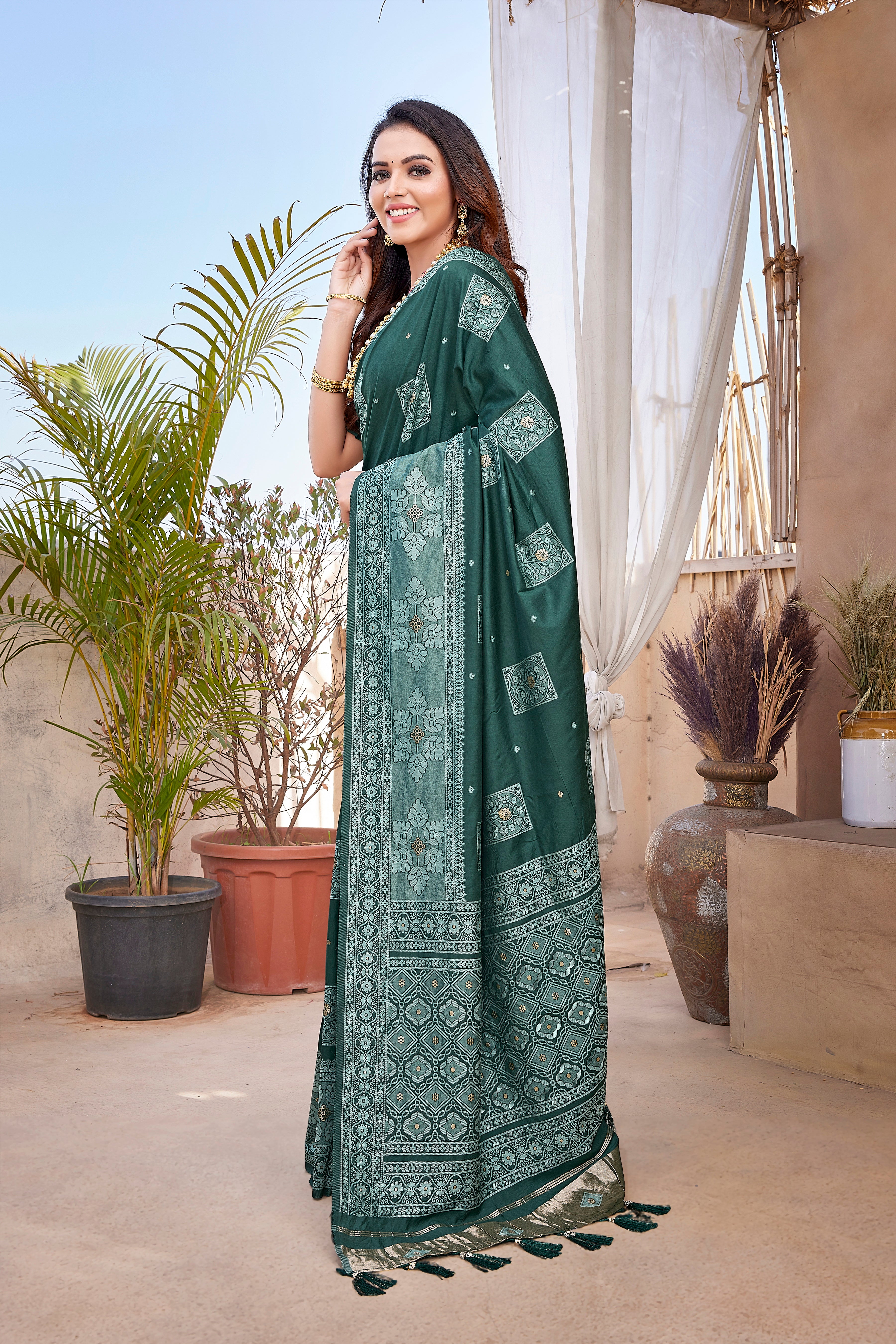 Green Color Latest Design Paithani Silk Saree