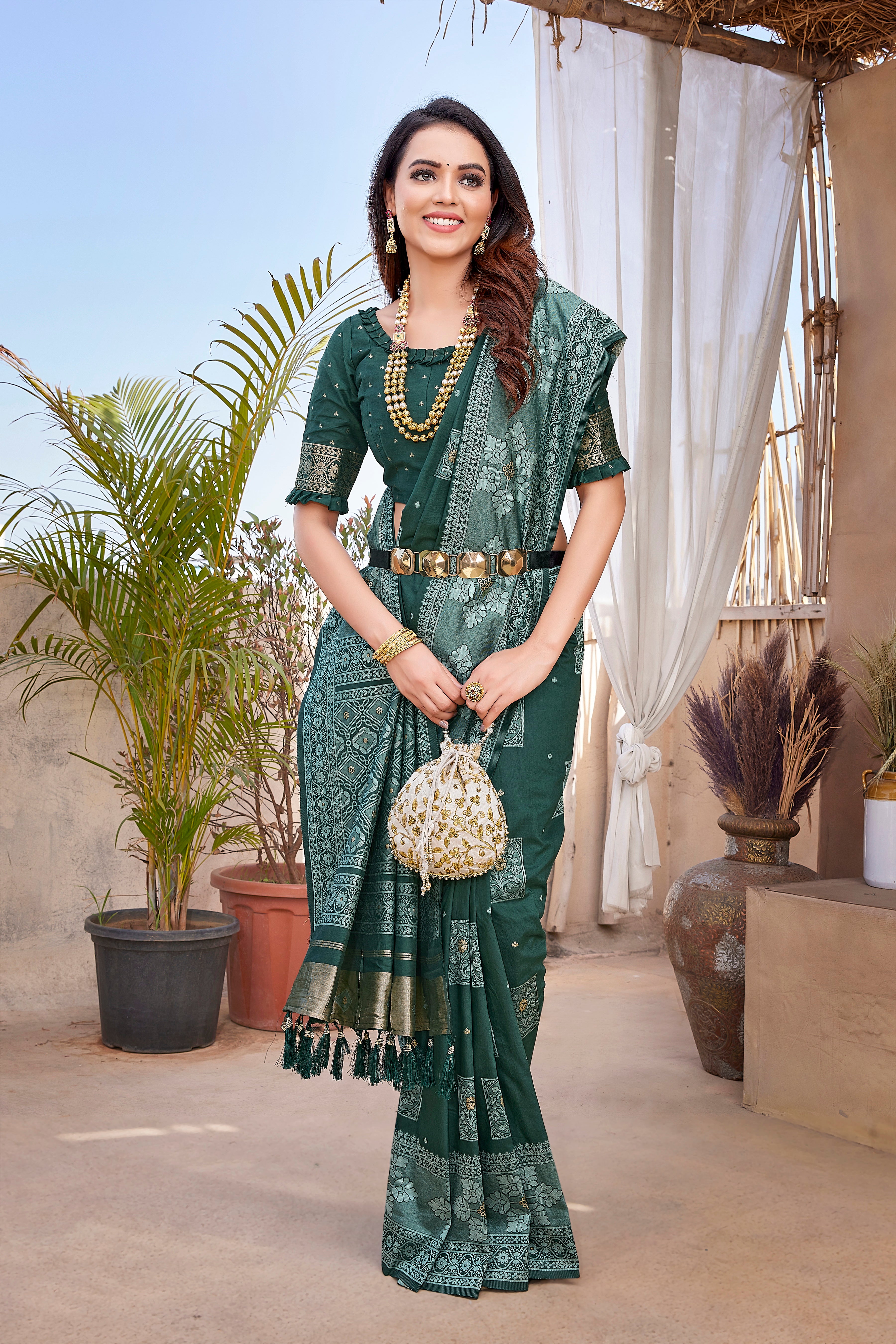 Green Color Latest Design Paithani Silk Saree