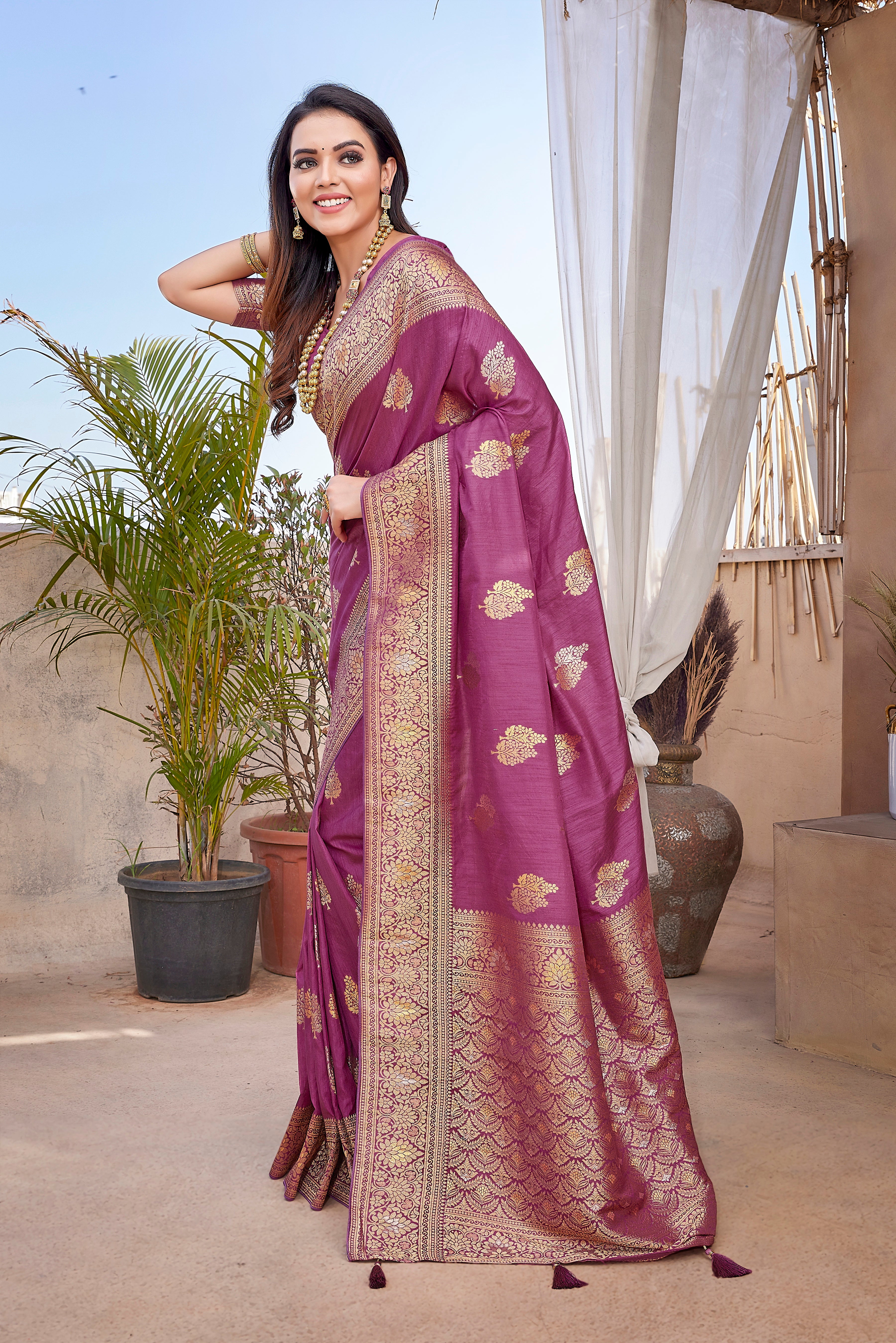 Paithani Silk Designer Purple Color Saree