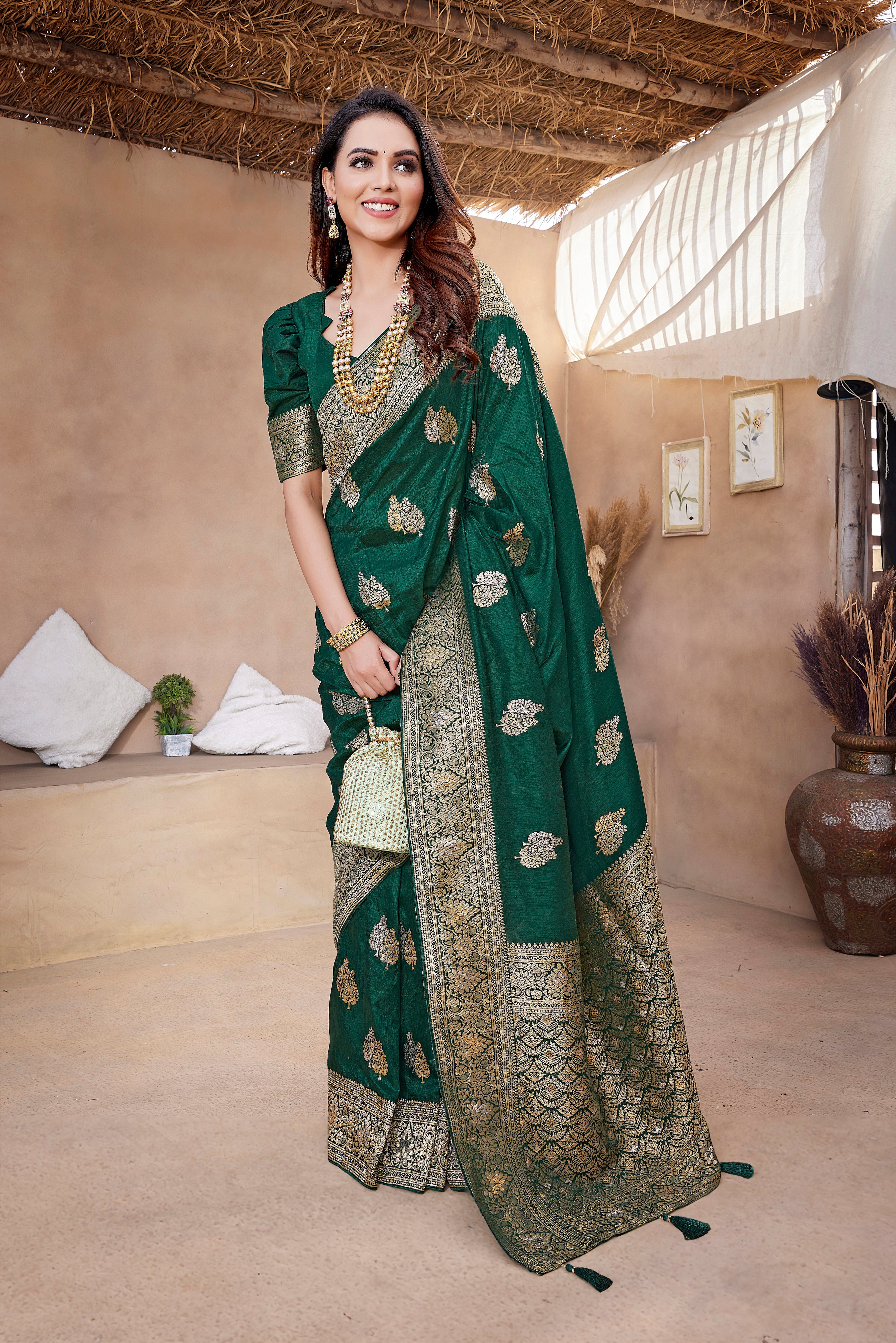 Classy Green Color Paithani Silk Saree