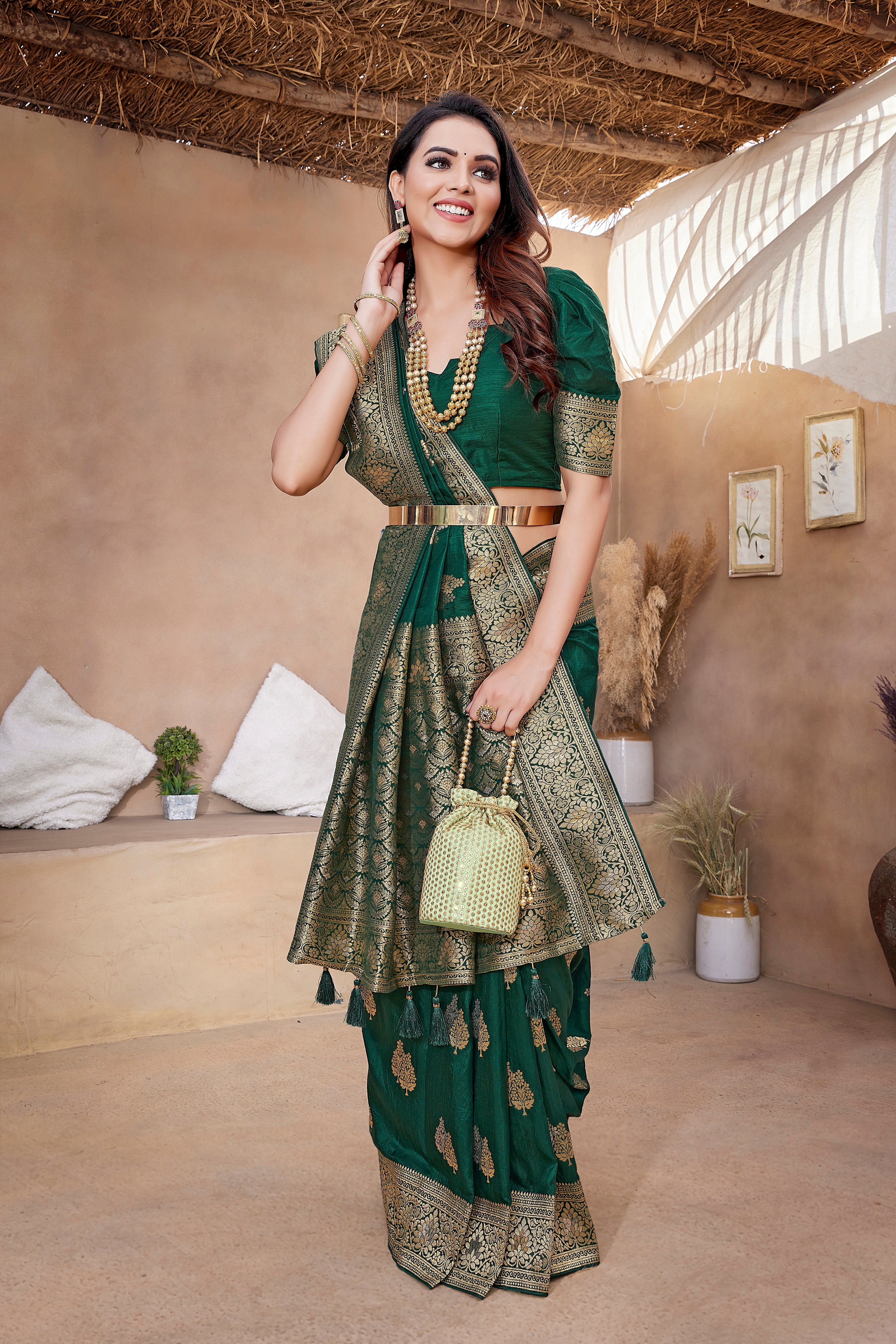 Classy Green Color Paithani Silk Saree