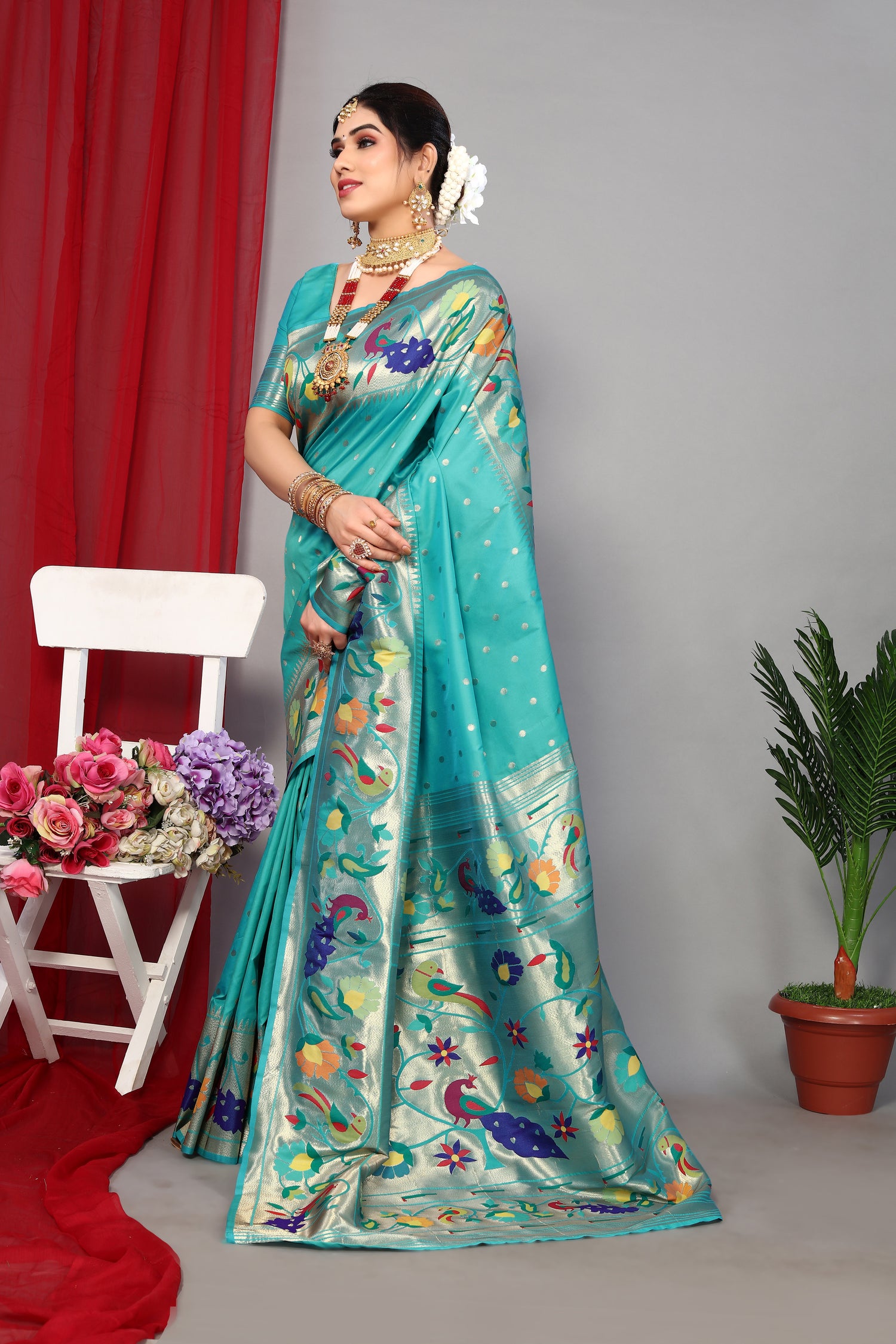 Luxurious Paithani Silk Blue Saree