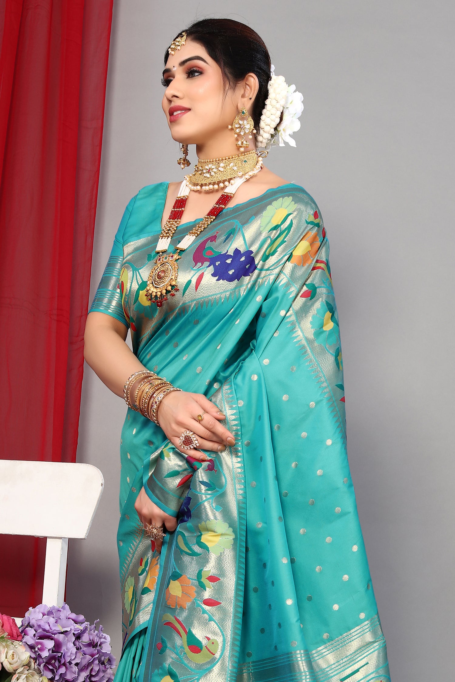 Luxurious Paithani Silk Blue Saree