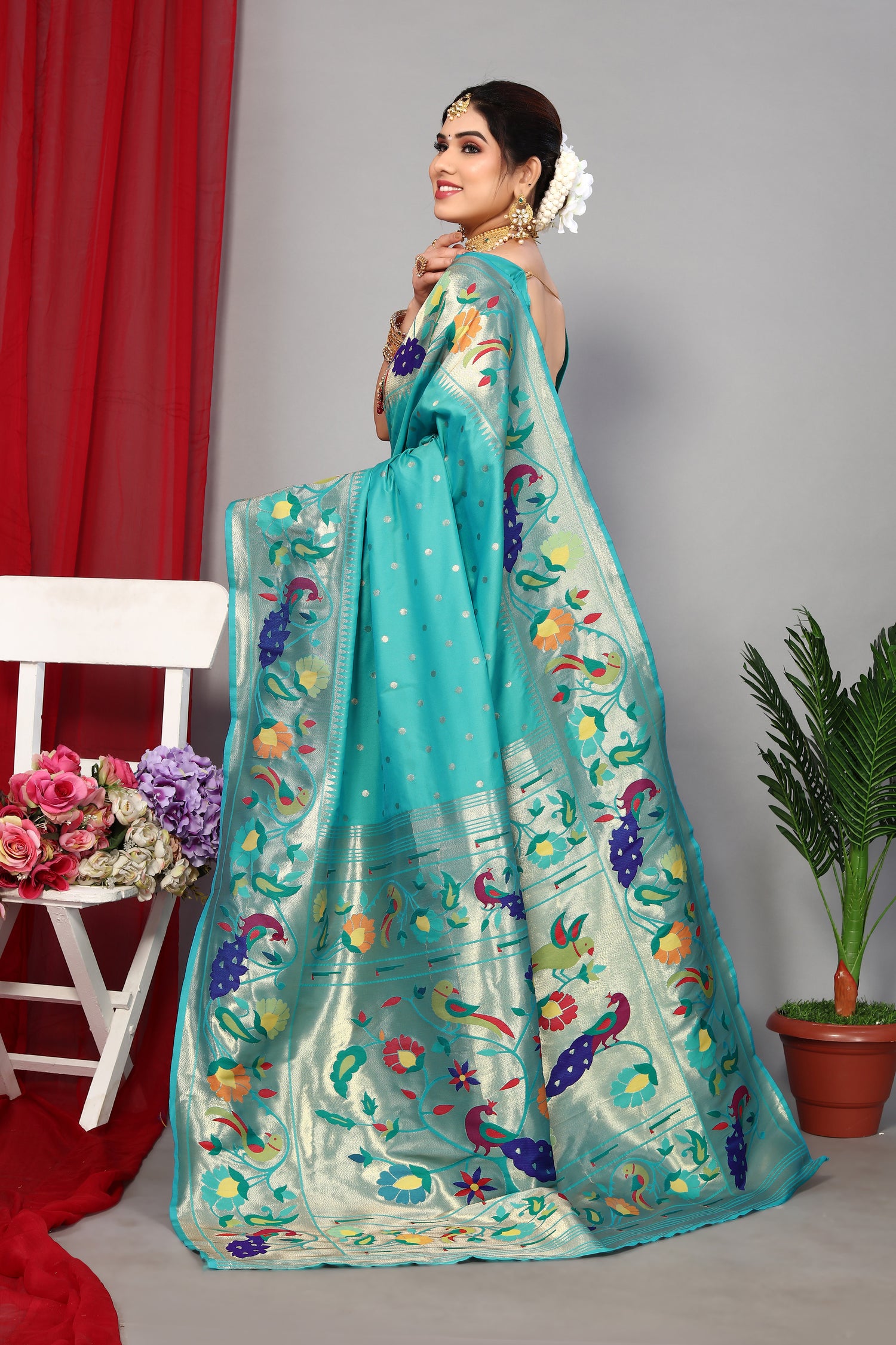 Luxurious Paithani Silk Blue Saree