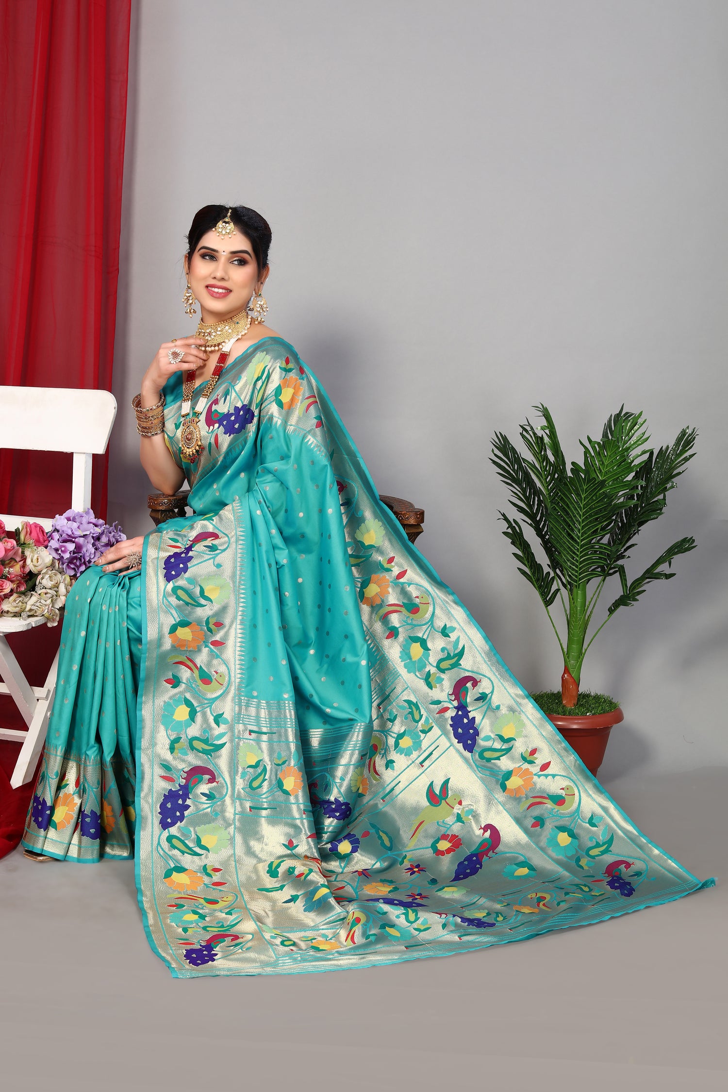 Luxurious Paithani Silk Blue Saree