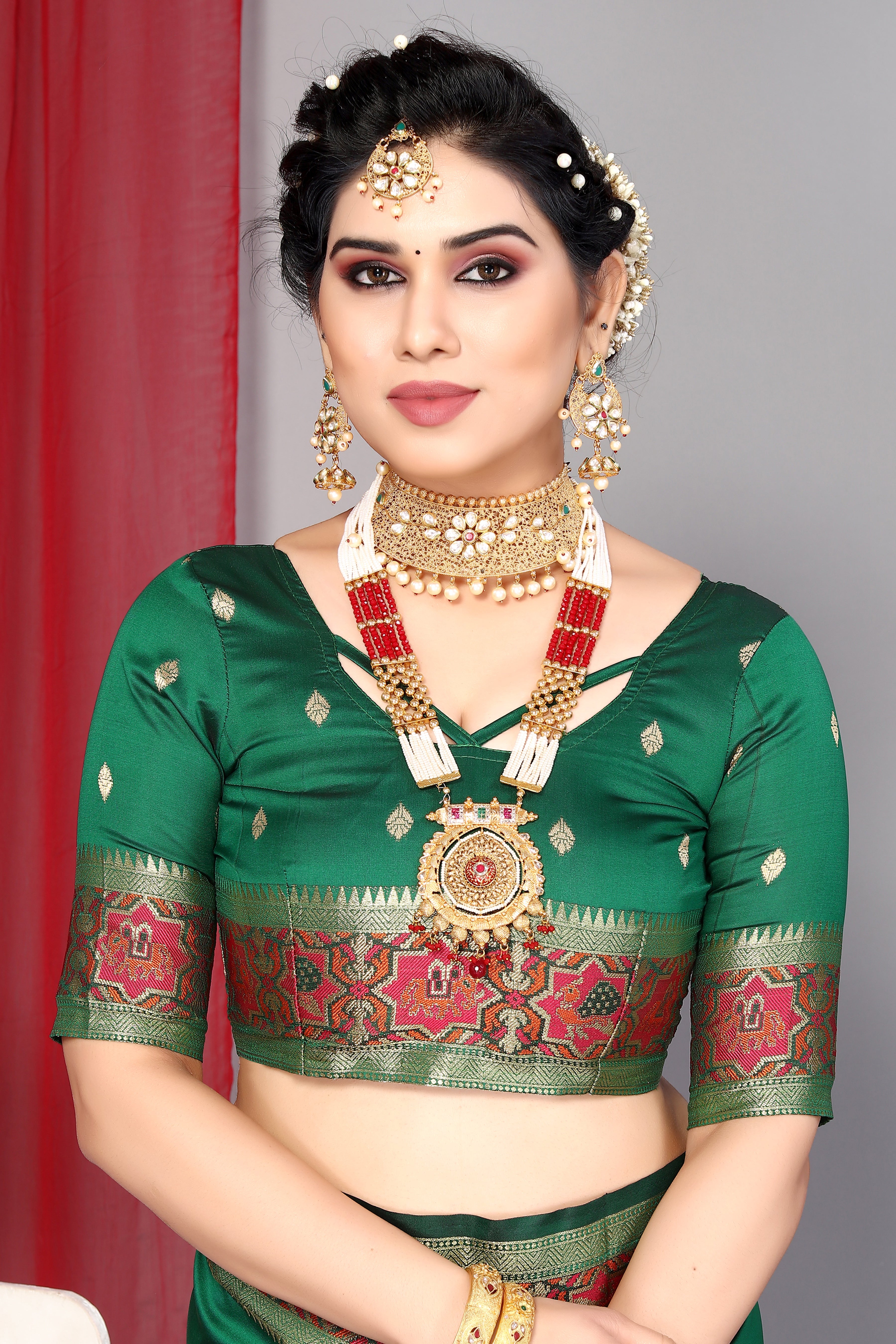 Dark Green Wedding Wear Paithani Silk Saree