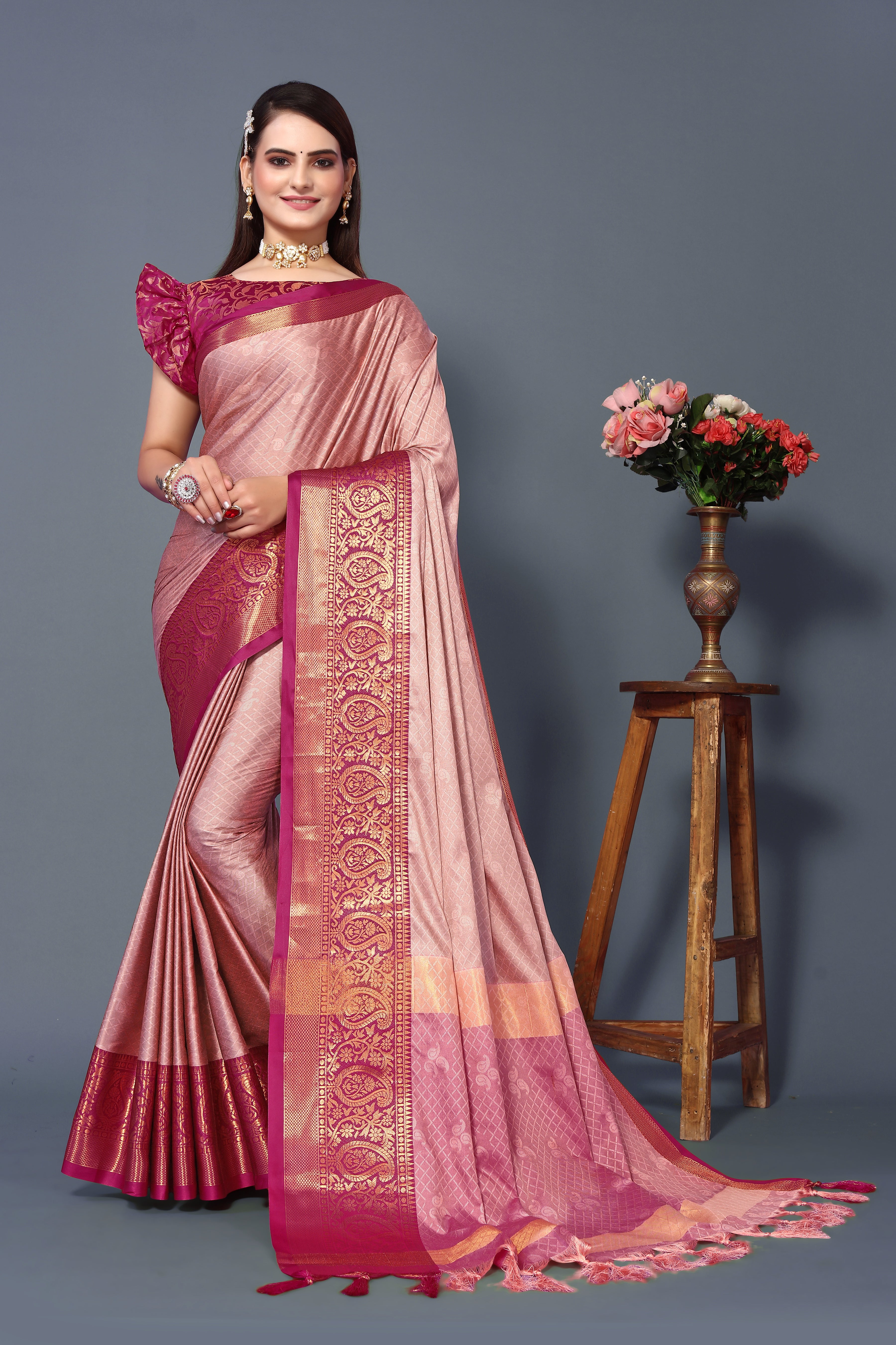 Festival Wear Pink Color Rubina Silk Saree