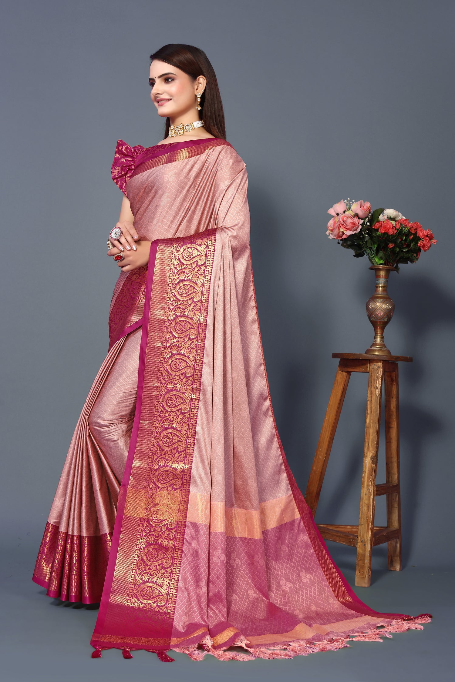 Festival Wear Pink Color Rubina Silk Saree