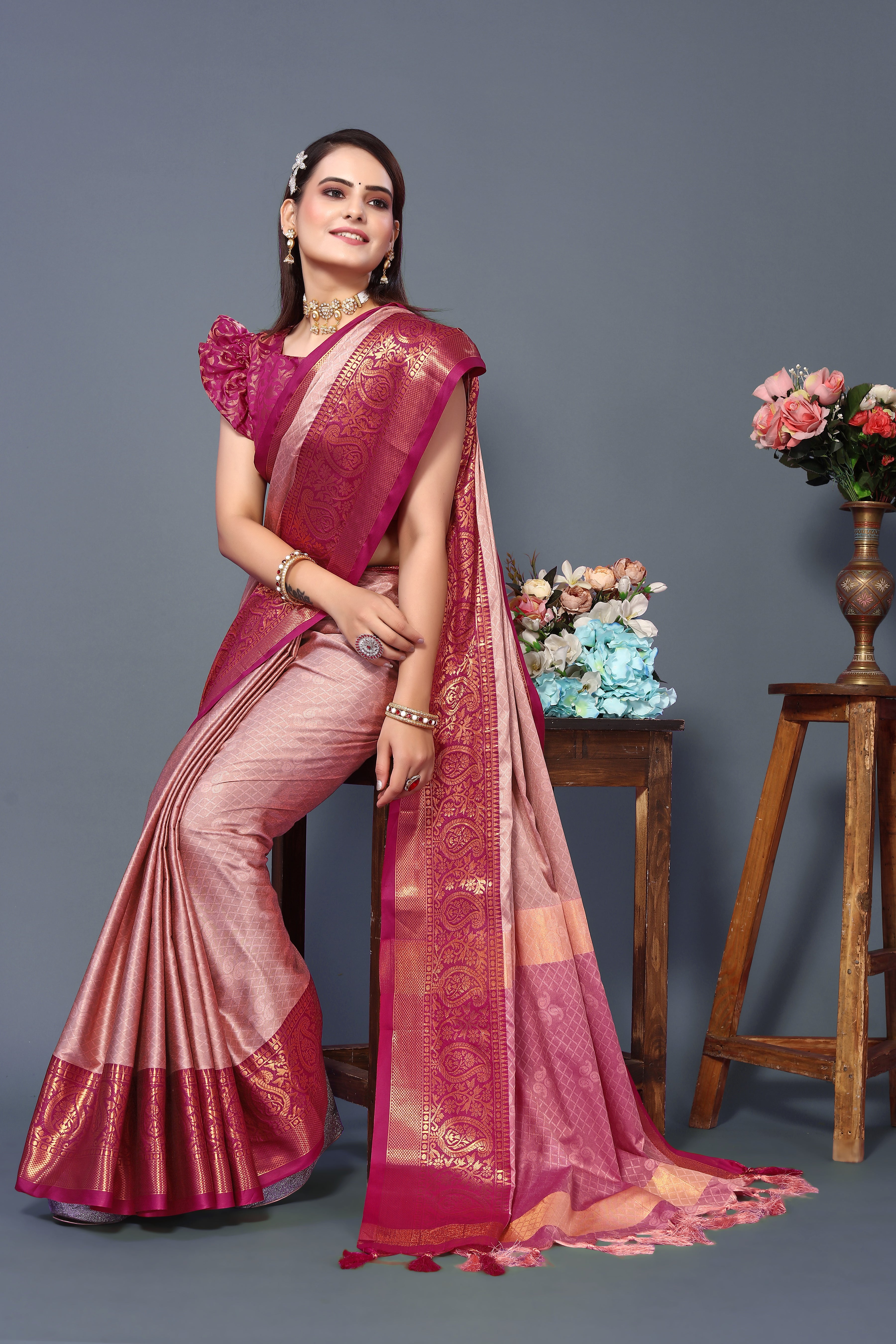 Festival Wear Pink Color Rubina Silk Saree