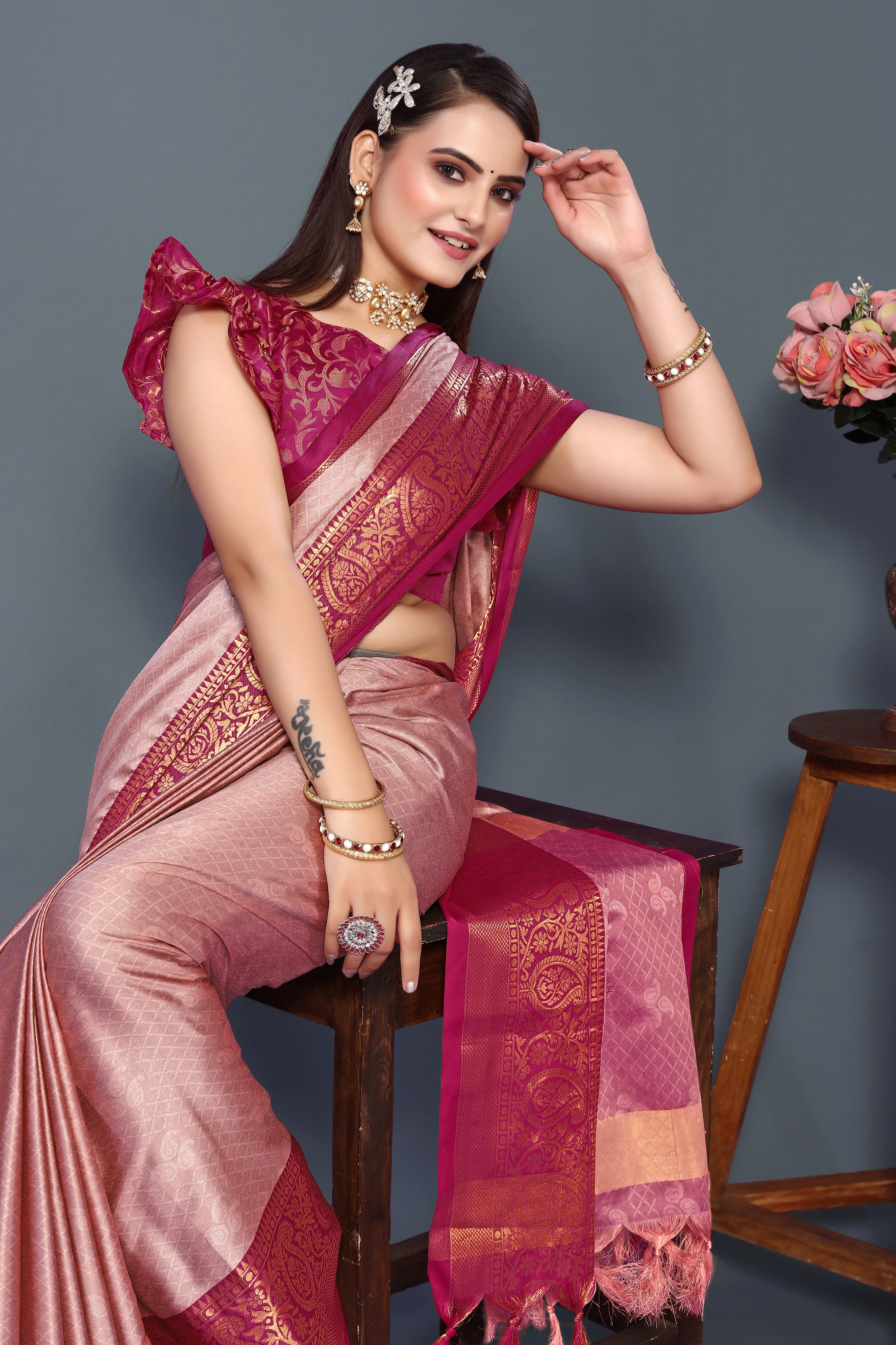 Festival Wear Pink Color Rubina Silk Saree