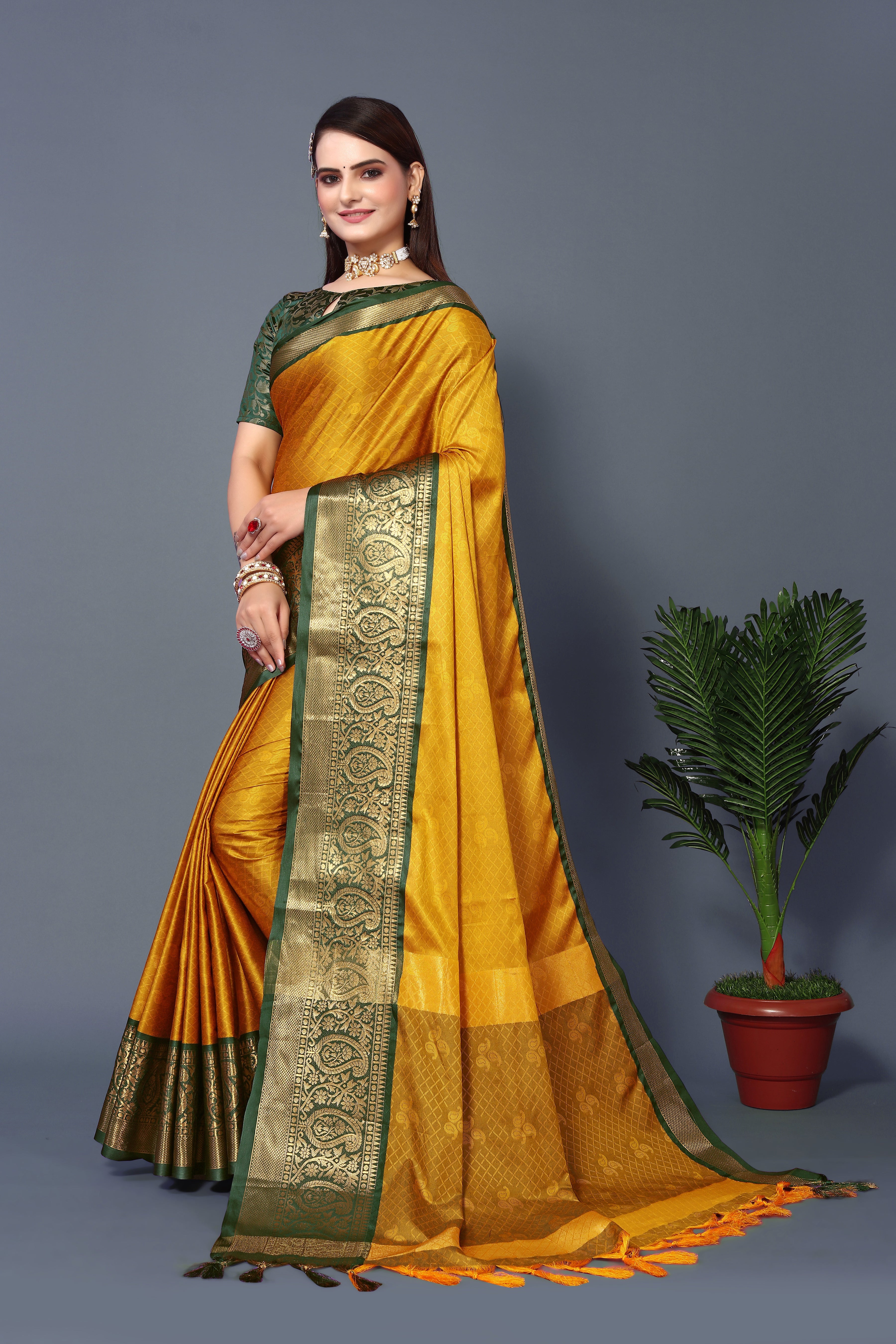 Exlusive Yellow Color Rubina Silk Saree