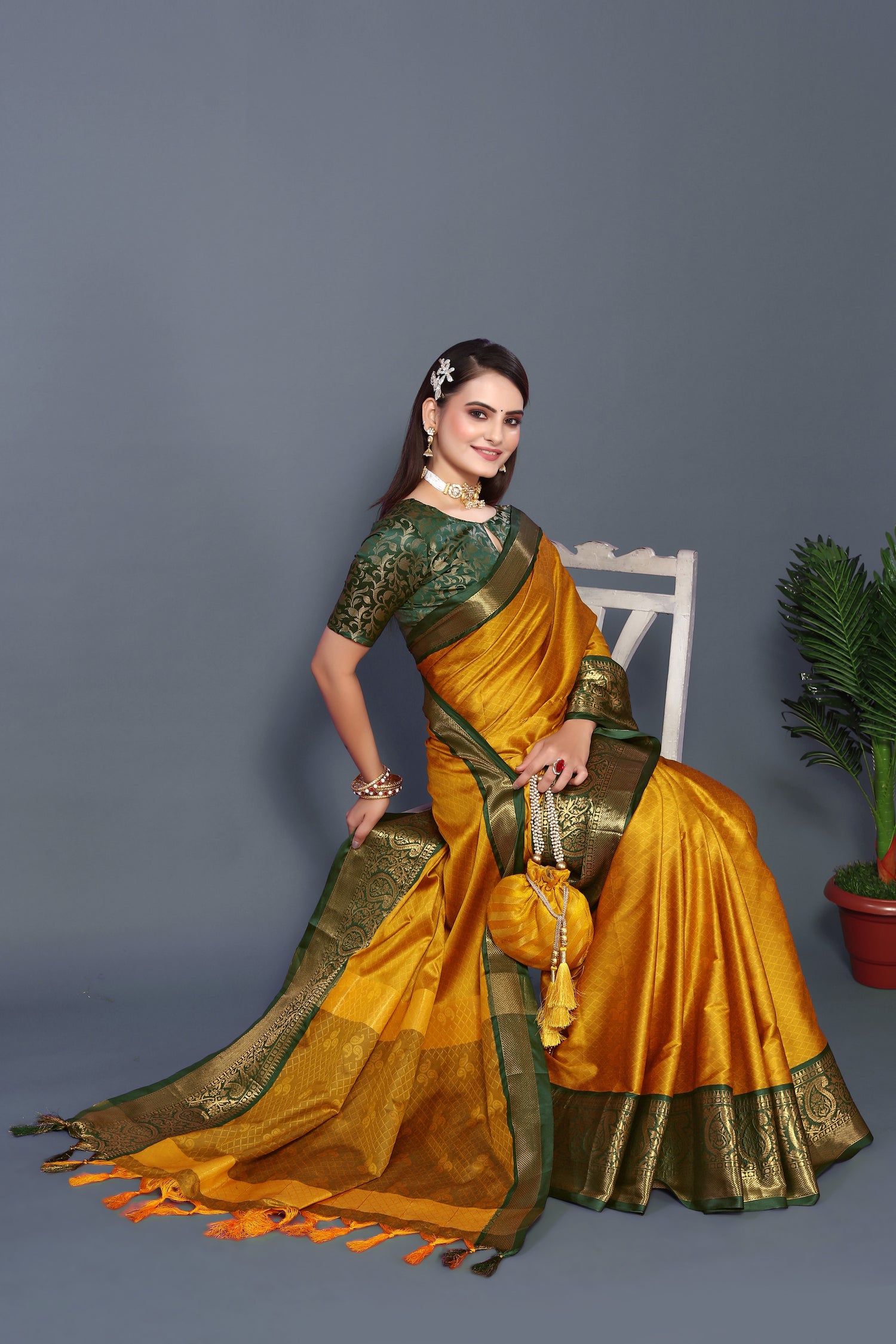 Exlusive Yellow Color Rubina Silk Saree