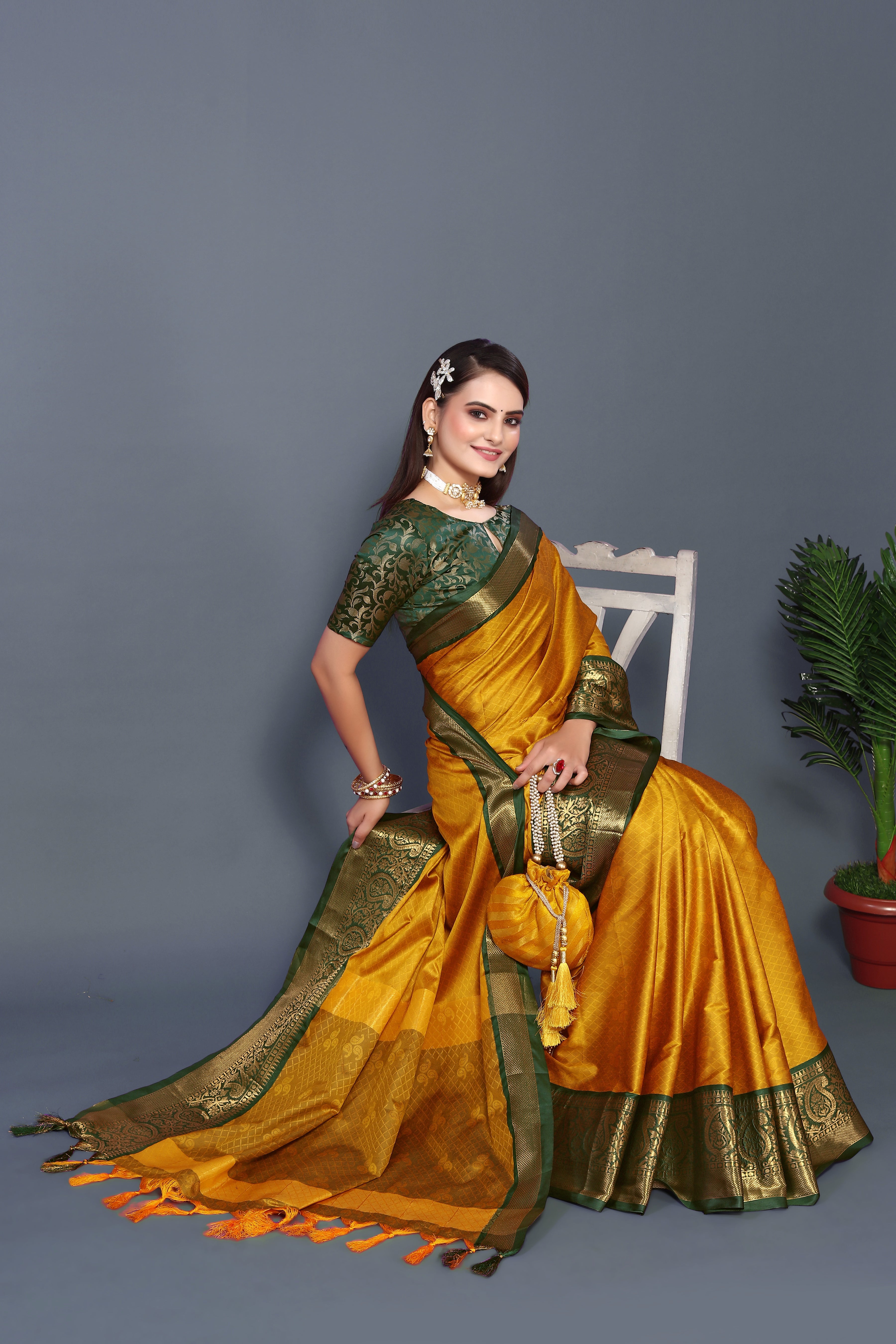 Exlusive Yellow Color Rubina Silk Saree