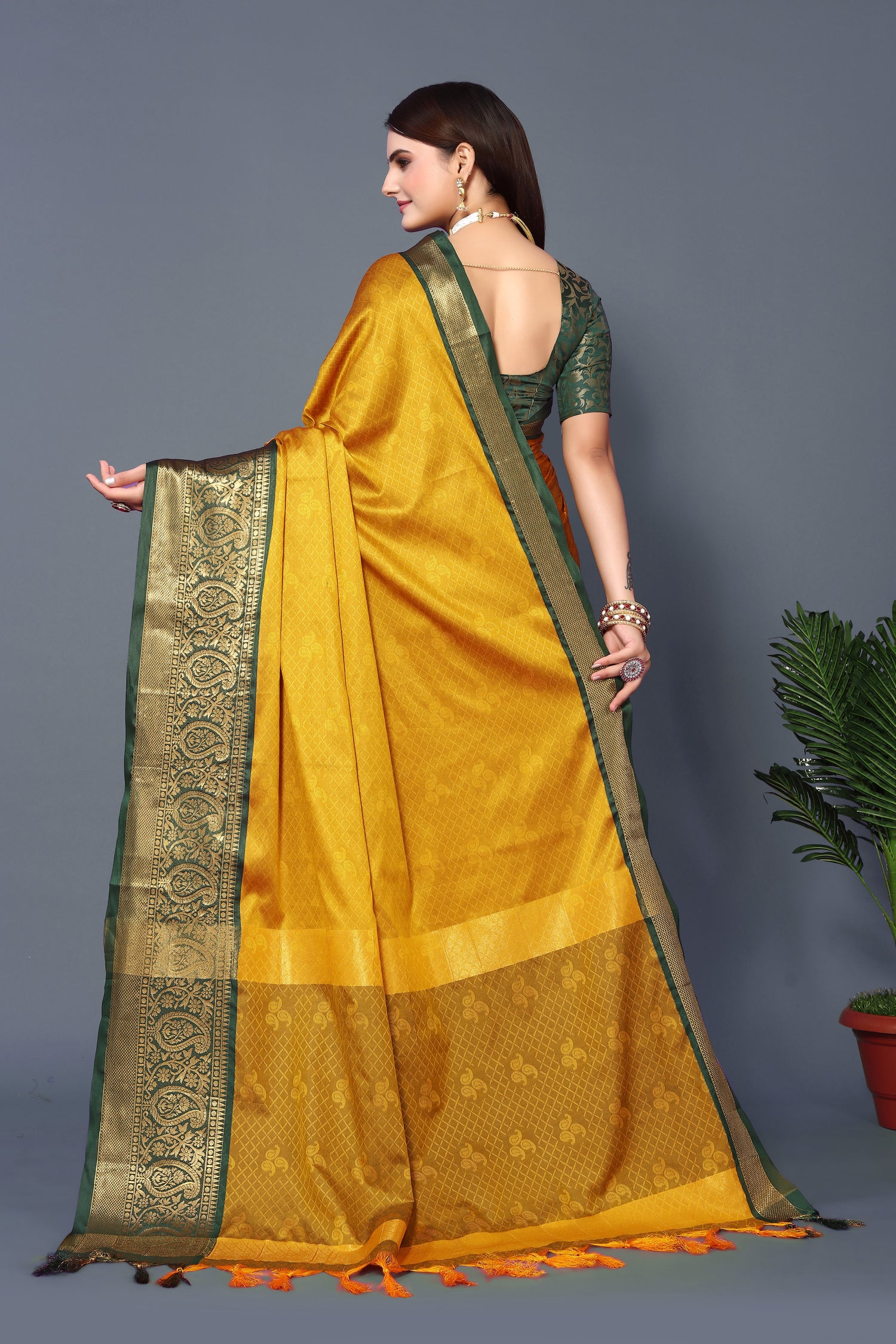 Exlusive Yellow Color Rubina Silk Saree