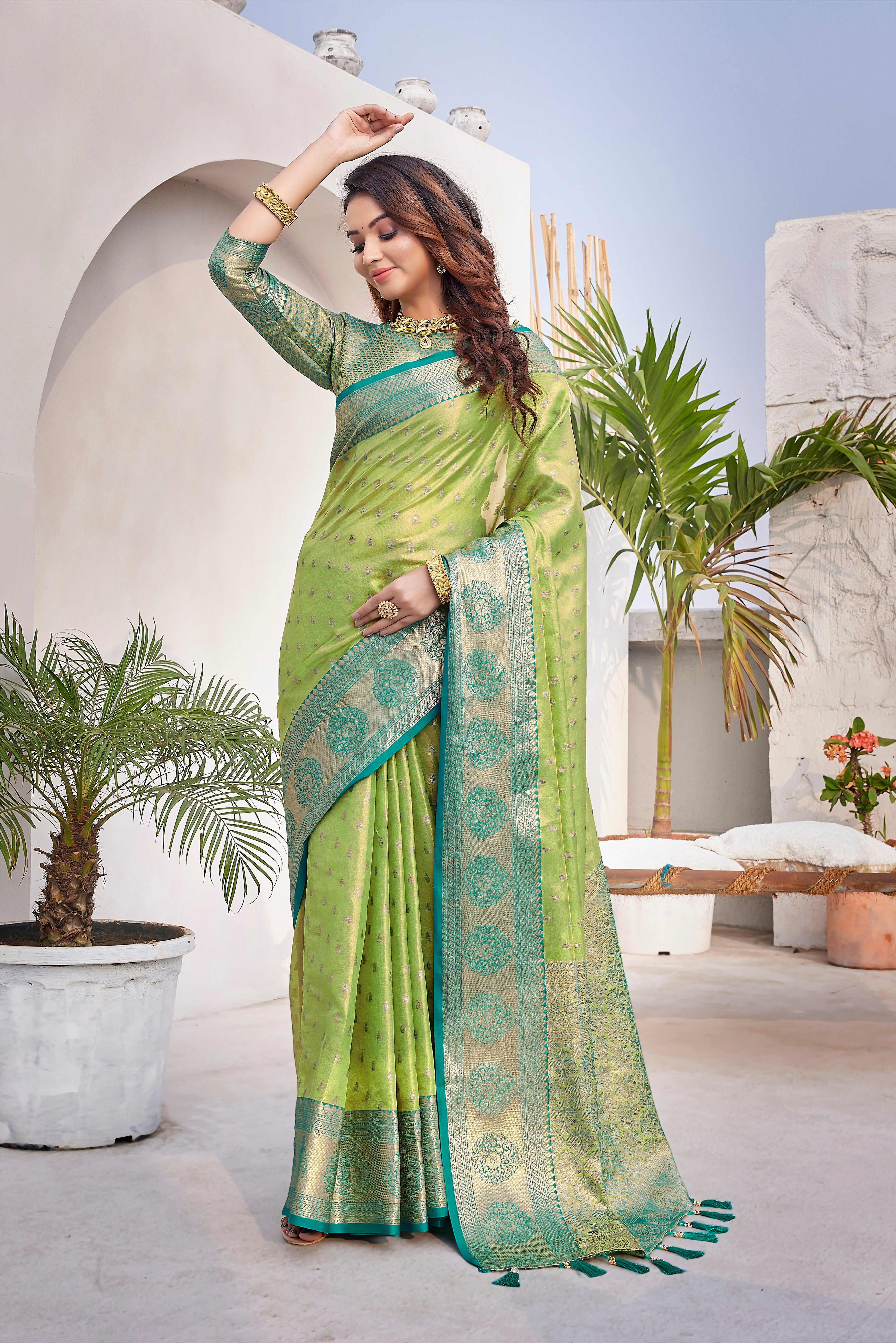 New Collection Green Color Silk Saree